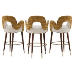 Set of 3 Mid-Century Modern Amuse Bar Stool by Mavo Atelier, Handmade Portugal