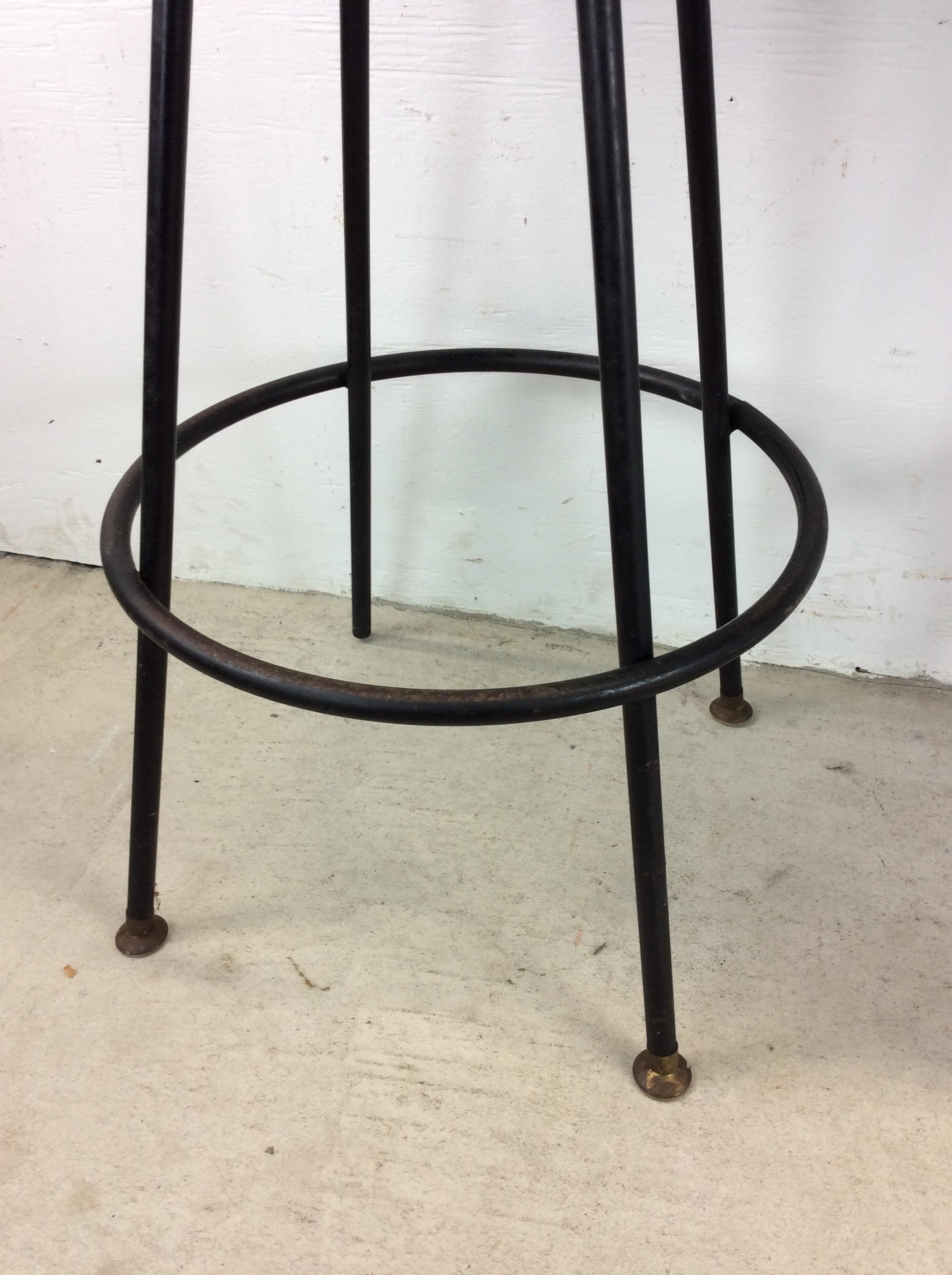 Set of 3 Mid Century Modern Black Vinyl Bar Stools with Swivel Seat 5