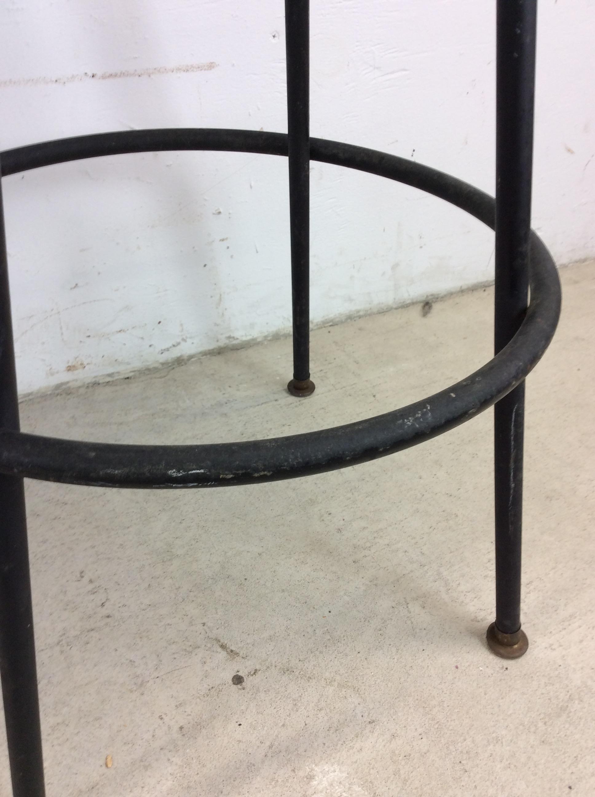 Set of 3 Mid Century Modern Black Vinyl Bar Stools with Swivel Seat 7