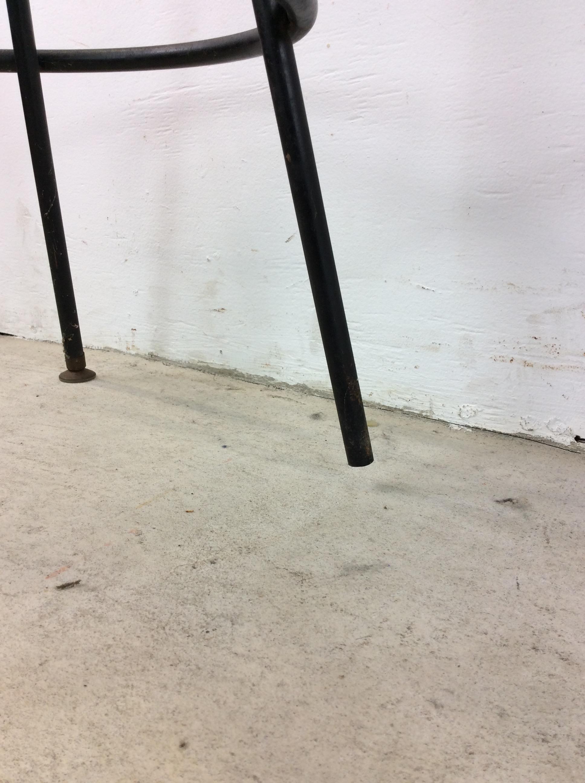 Set of 3 Mid Century Modern Black Vinyl Bar Stools with Swivel Seat 9