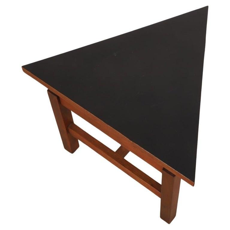 American Set of 3 Mid century Modern black white triangle end tables Jens Risom For Sale