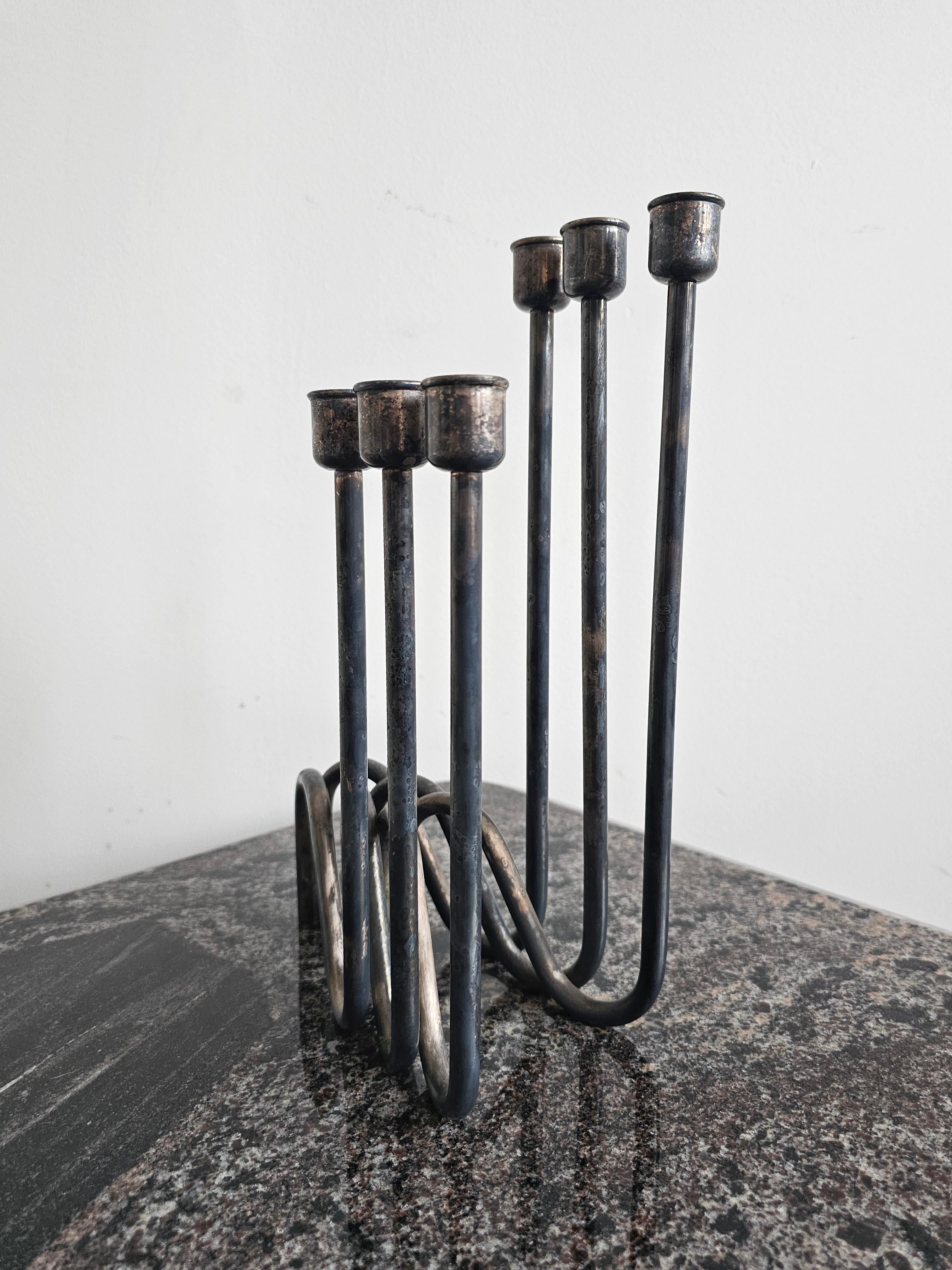 Mid-Century Modern Set of 3 Mid Century Modern Candlestick Holders by Lino Sabattini, Italy 1960s For Sale