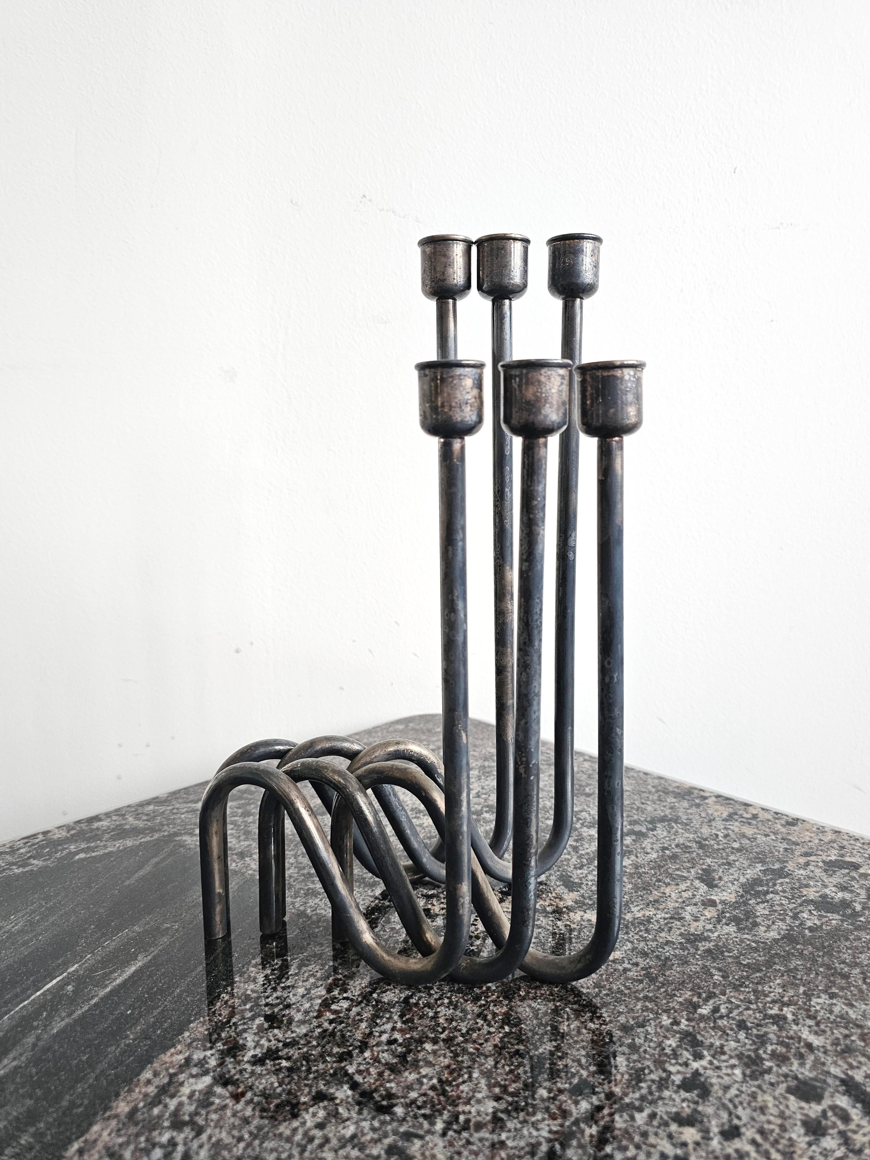 Italian Set of 3 Mid Century Modern Candlestick Holders by Lino Sabattini, Italy 1960s For Sale