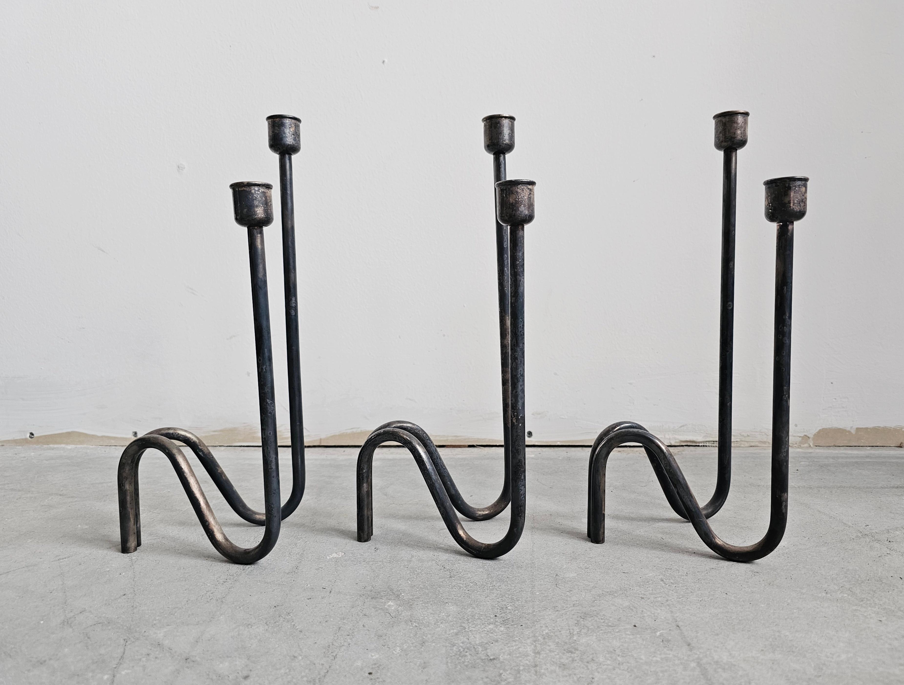 Mid-20th Century Set of 3 Mid Century Modern Candlestick Holders by Lino Sabattini, Italy 1960s For Sale