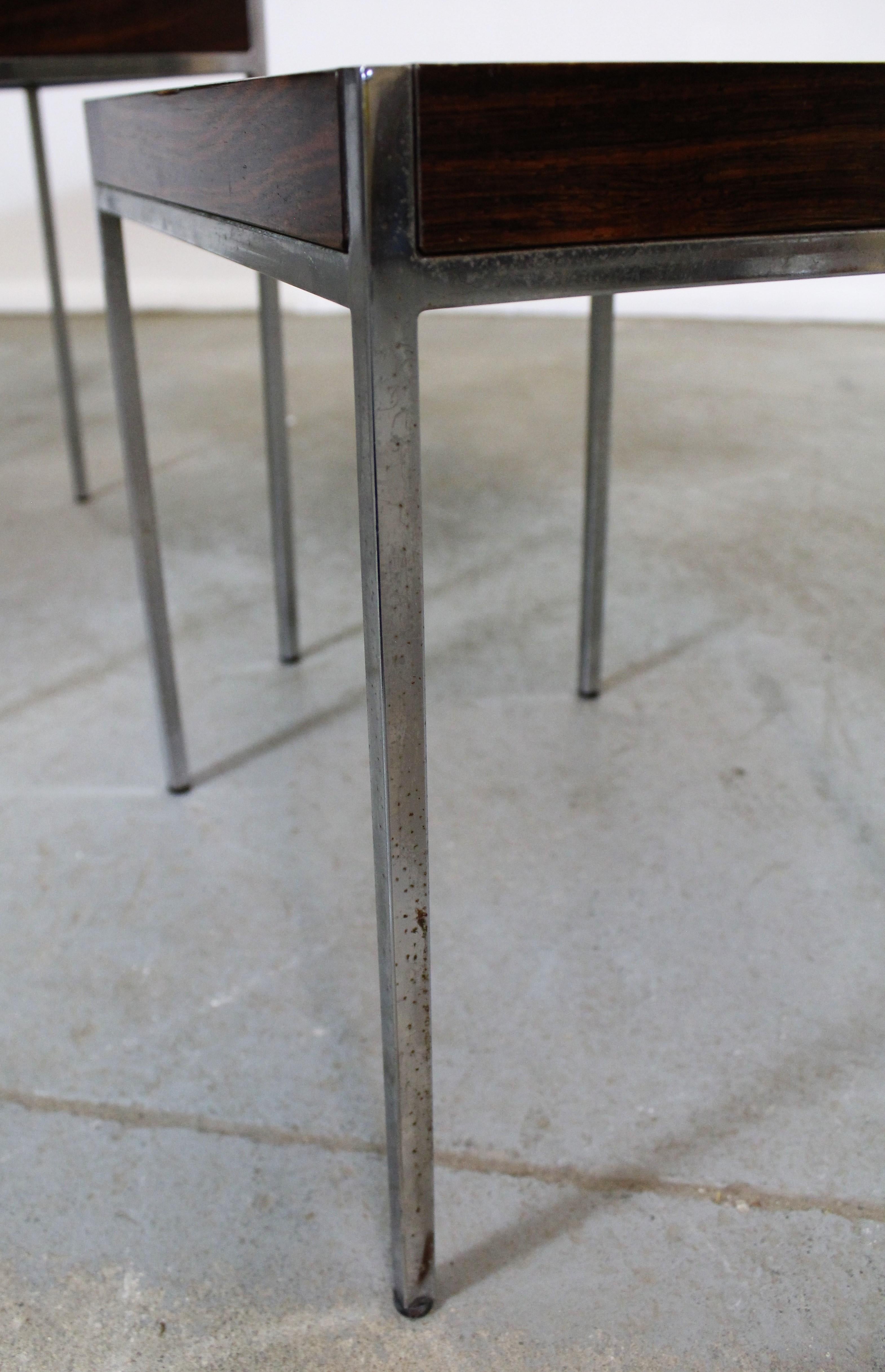 Set of 3 Mid-Century Modern Milo Baughman Style Rosewood Chrome Nesting Tables 6