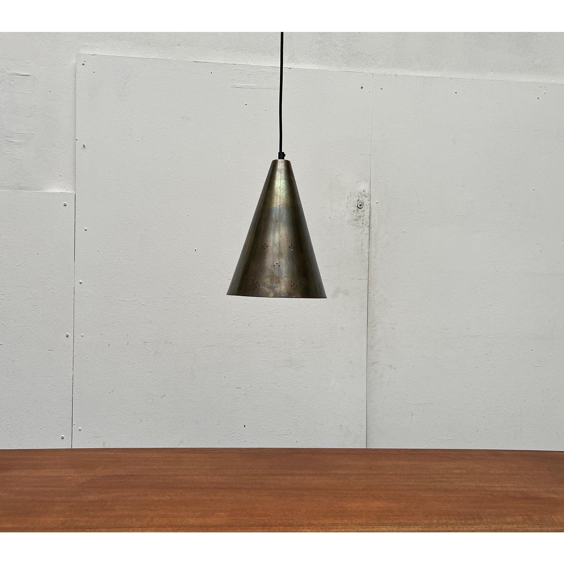 Set of 3 Mid-Century Modern Perforated Brass Pendant Lamps, 1960s For Sale 5
