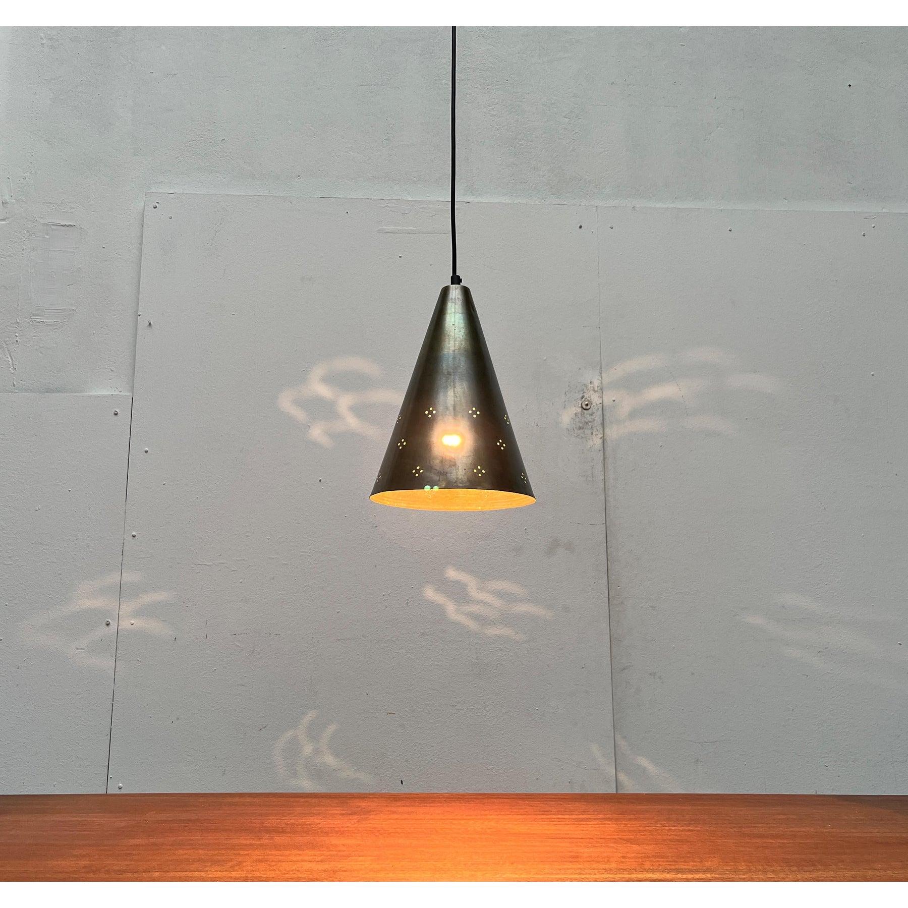 Set of 3 Mid-Century Modern Perforated Brass Pendant Lamps, 1960s For Sale 6