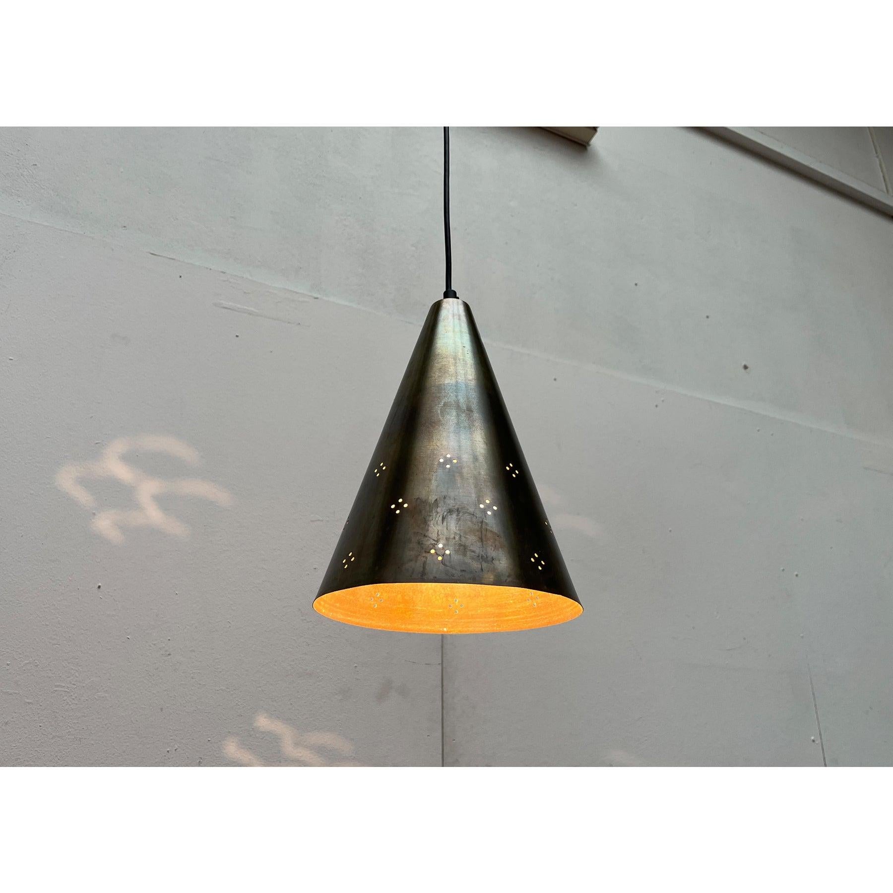 20th Century Set of 3 Mid-Century Modern Perforated Brass Pendant Lamps, 1960s For Sale