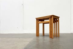 Set of 3 Mid-Century Modern Pine Nesting Tables from Asko, Finland, 1960s