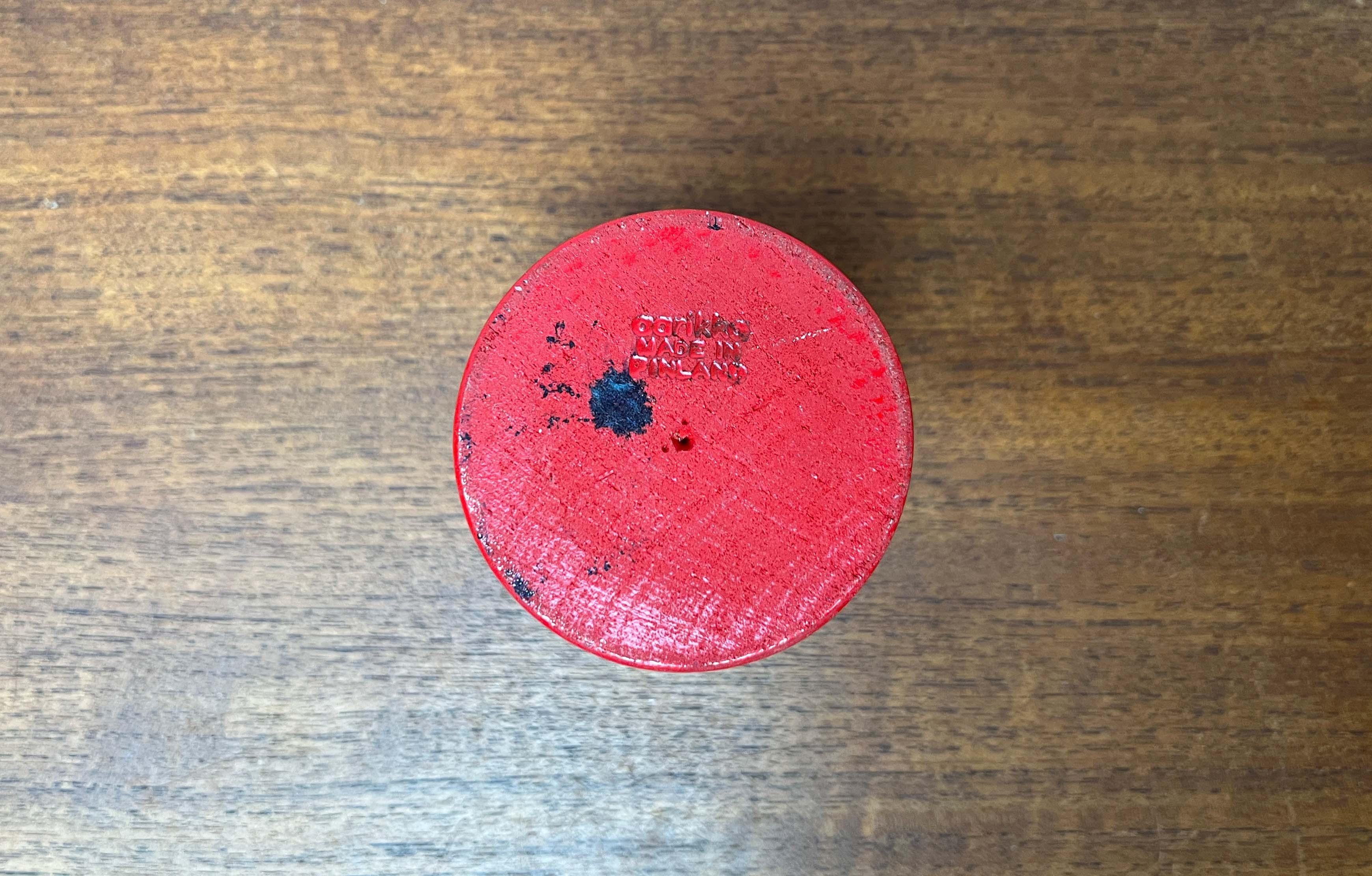 Set di 3 portacandele in legno rosso di Aarikka, Finlandia, 1960 in vendita 5