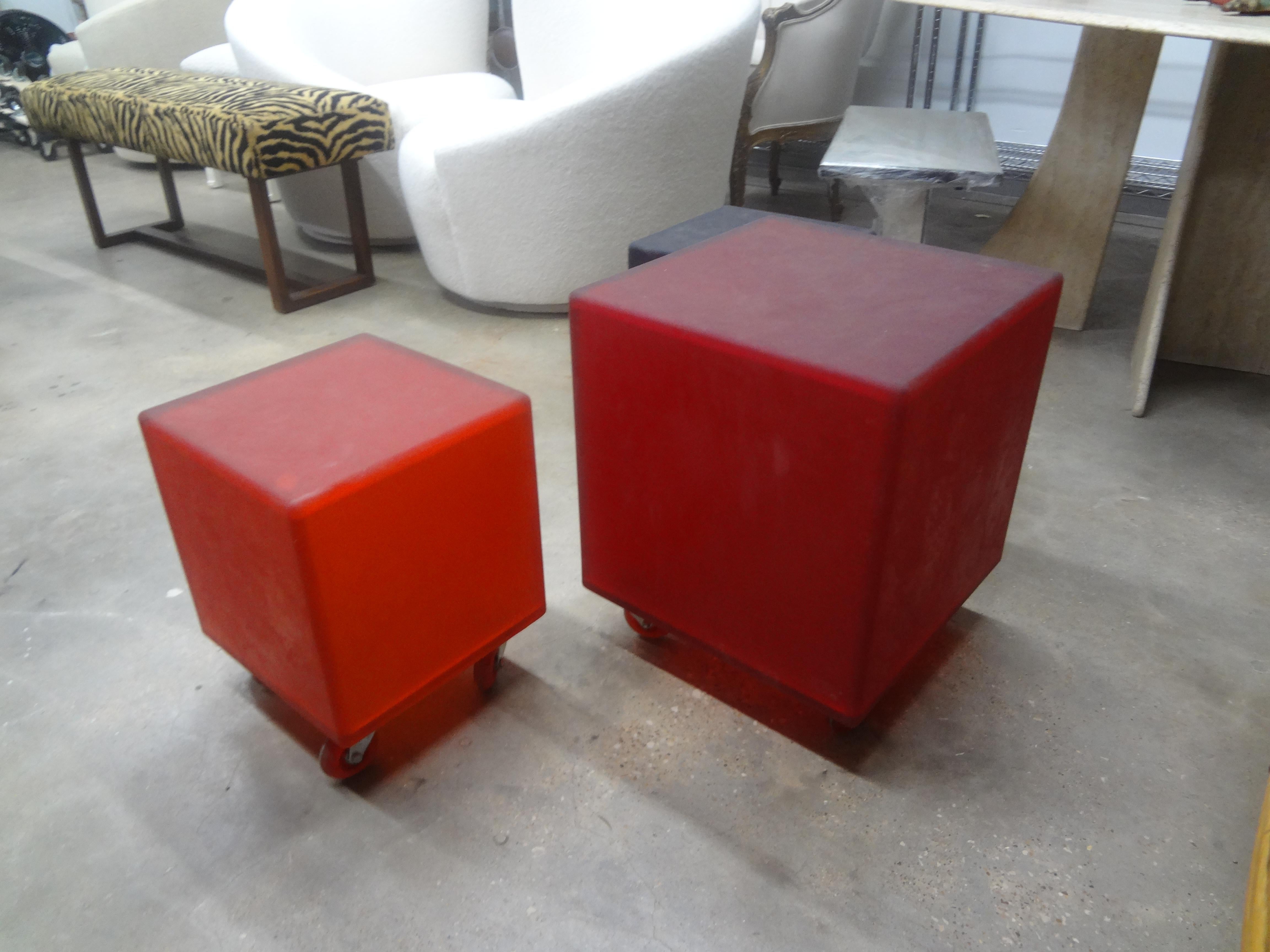 Set Of 3 Mid Century Modern Rubber Cube Tables Or Ottomans For Sale 4