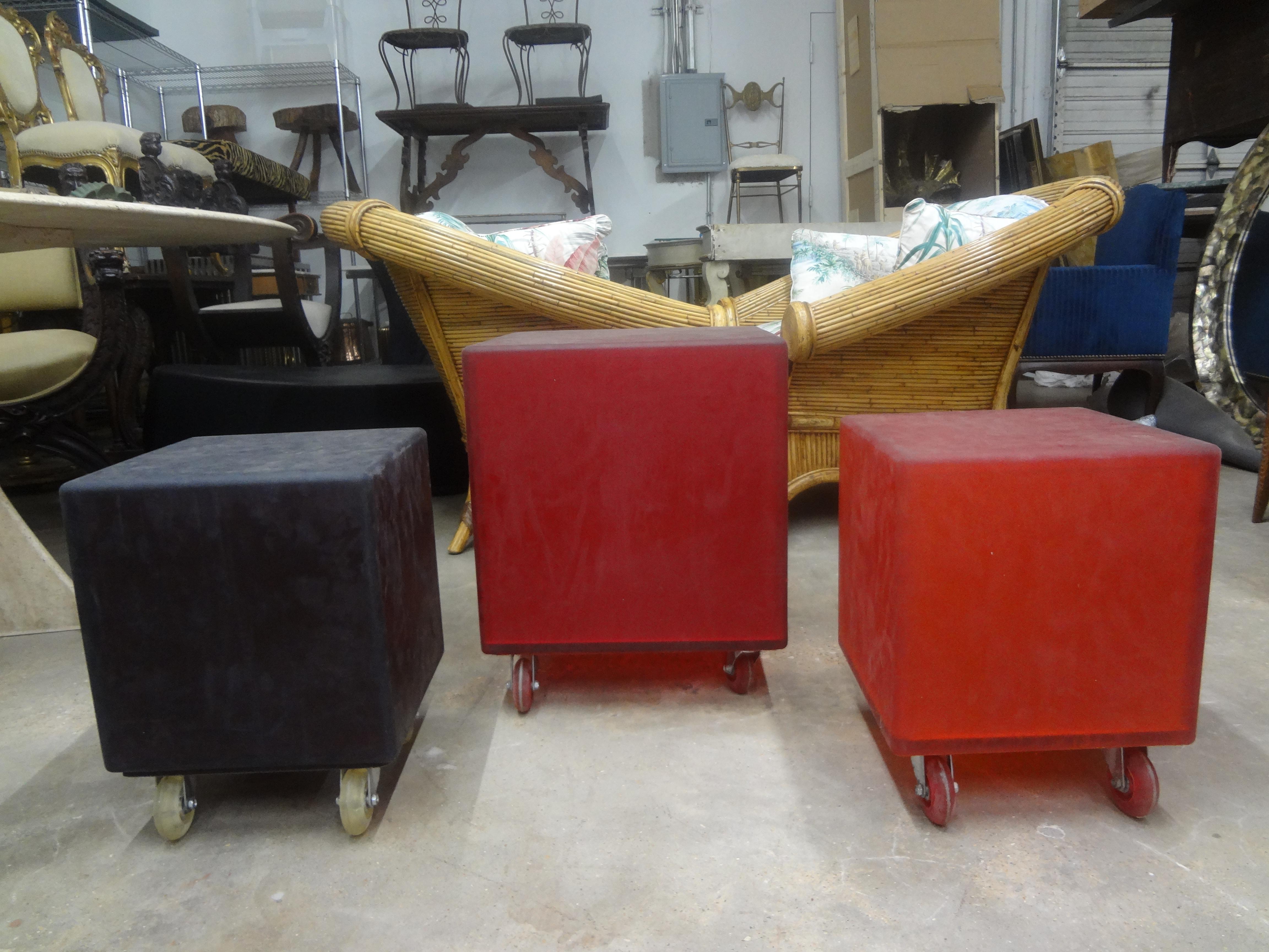 Set Of 3 Mid Century Modern Rubber Cube Tables Or Ottomans For Sale 5