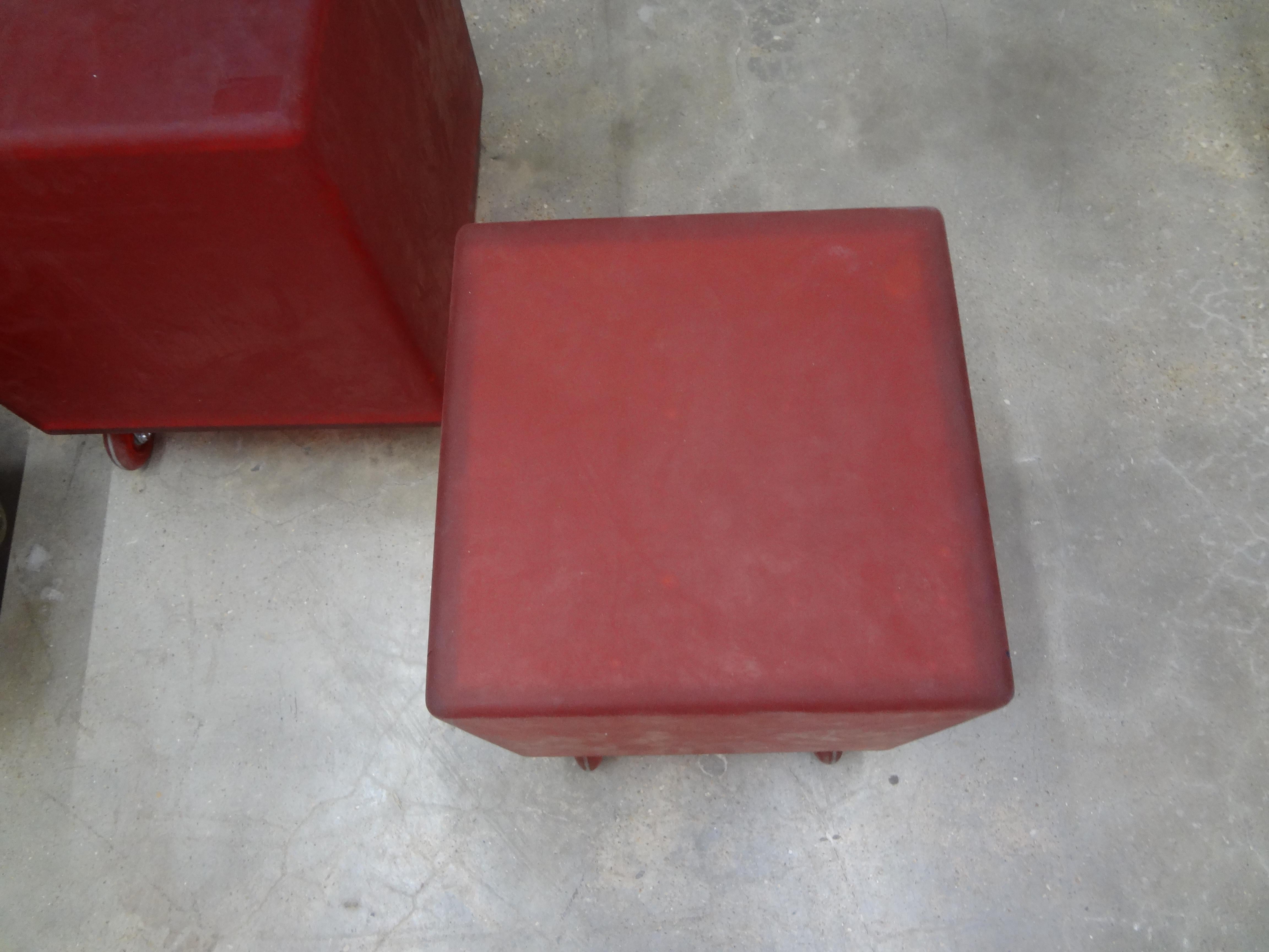 Unknown Set Of 3 Mid Century Modern Rubber Cube Tables Or Ottomans For Sale