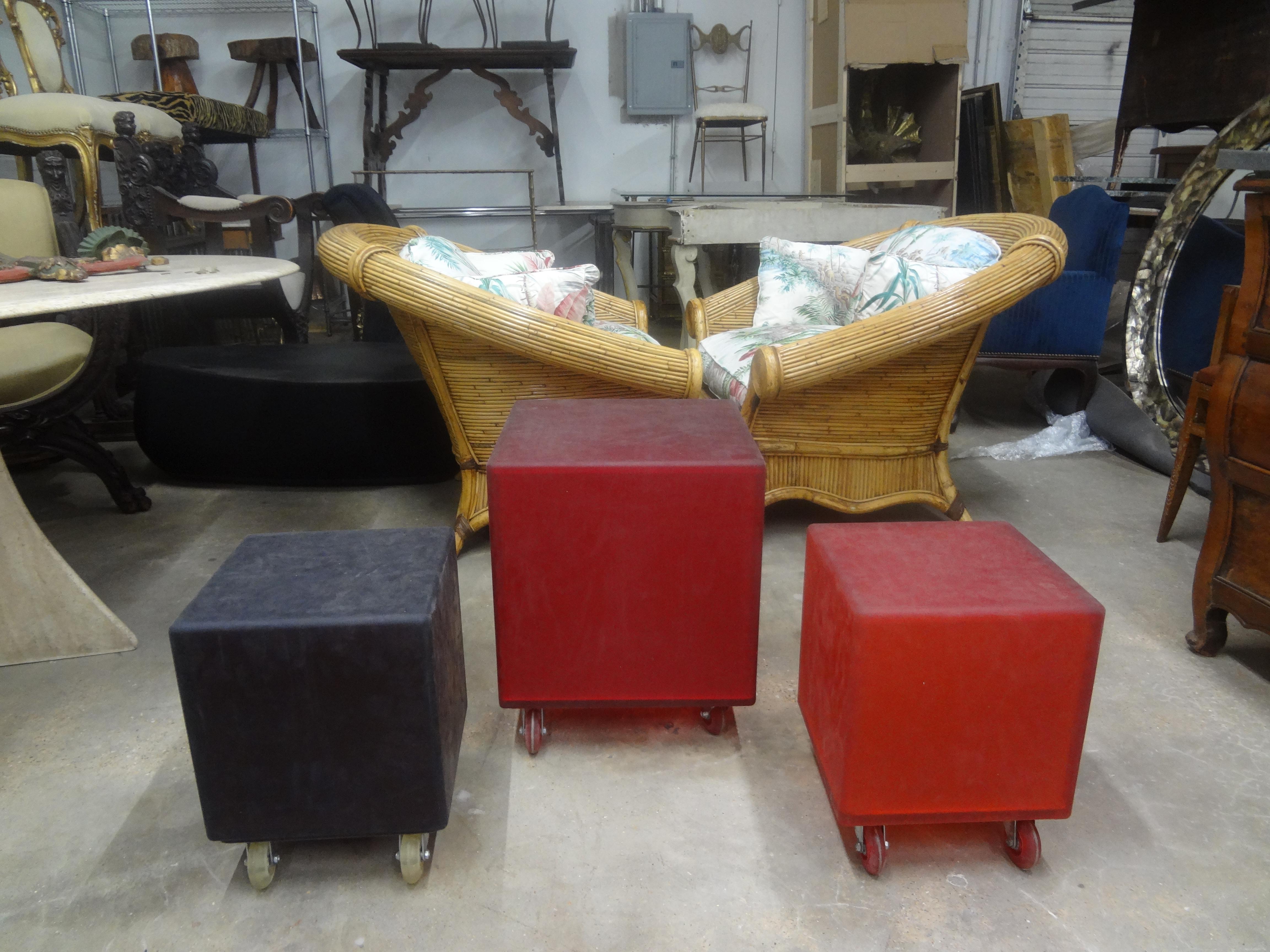 Set Of 3 Mid Century Modern Rubber Cube Tables Or Ottomans For Sale 3