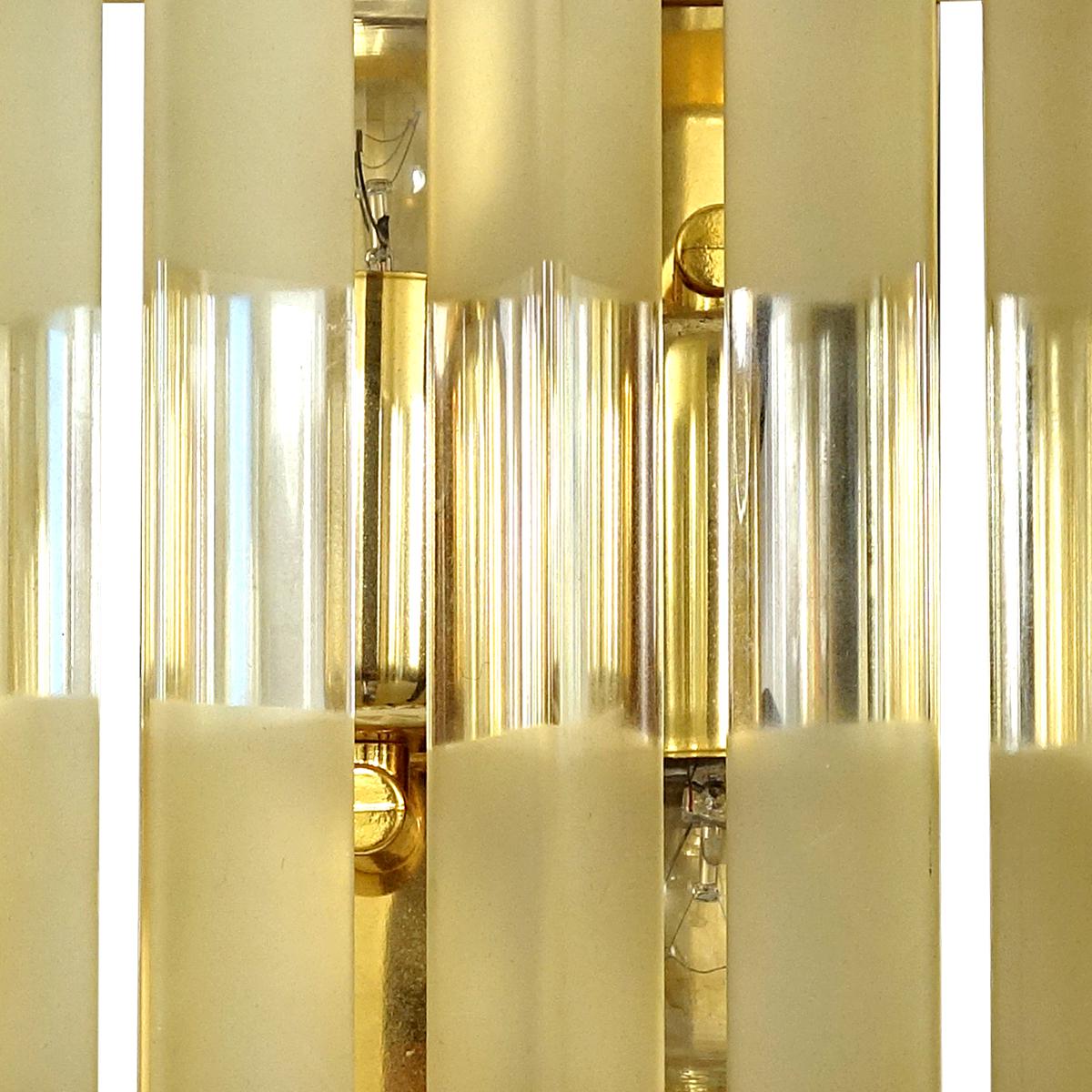 Set of 3 Mid-Century Modern Venini Sconces Made of Brass and Murano Glass 2