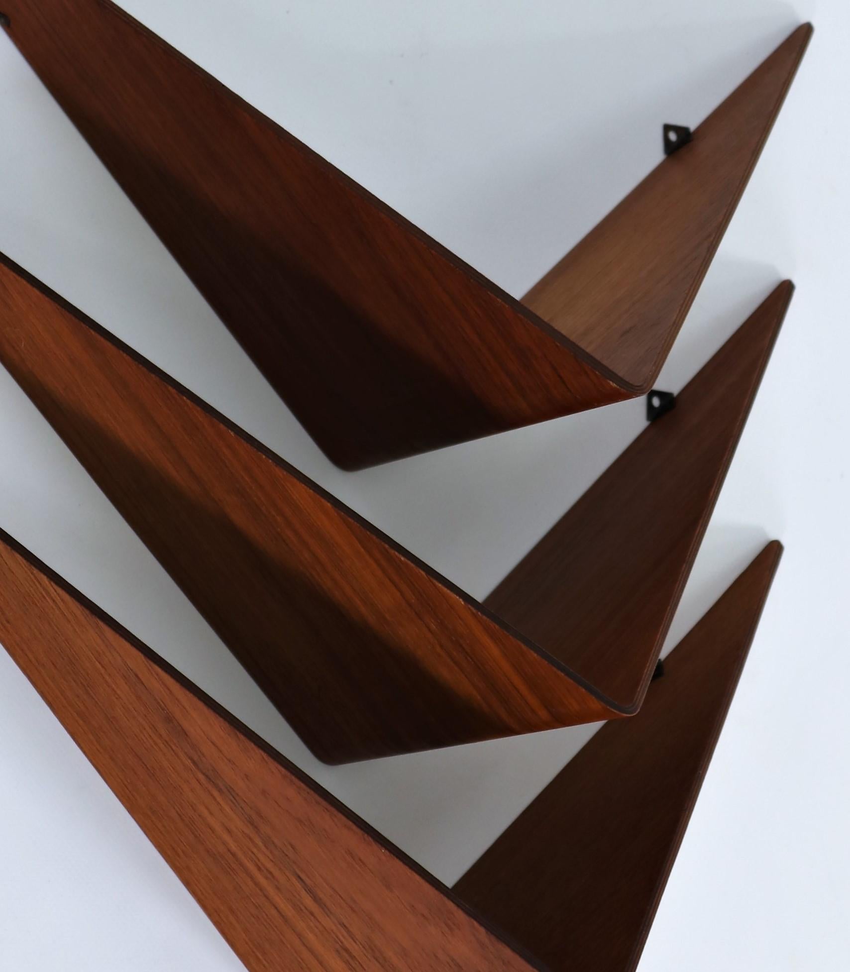 Set of 3 Mid-Century Modern Wall Shelves in Teakwood by Poul Cadovius, 1960s 1