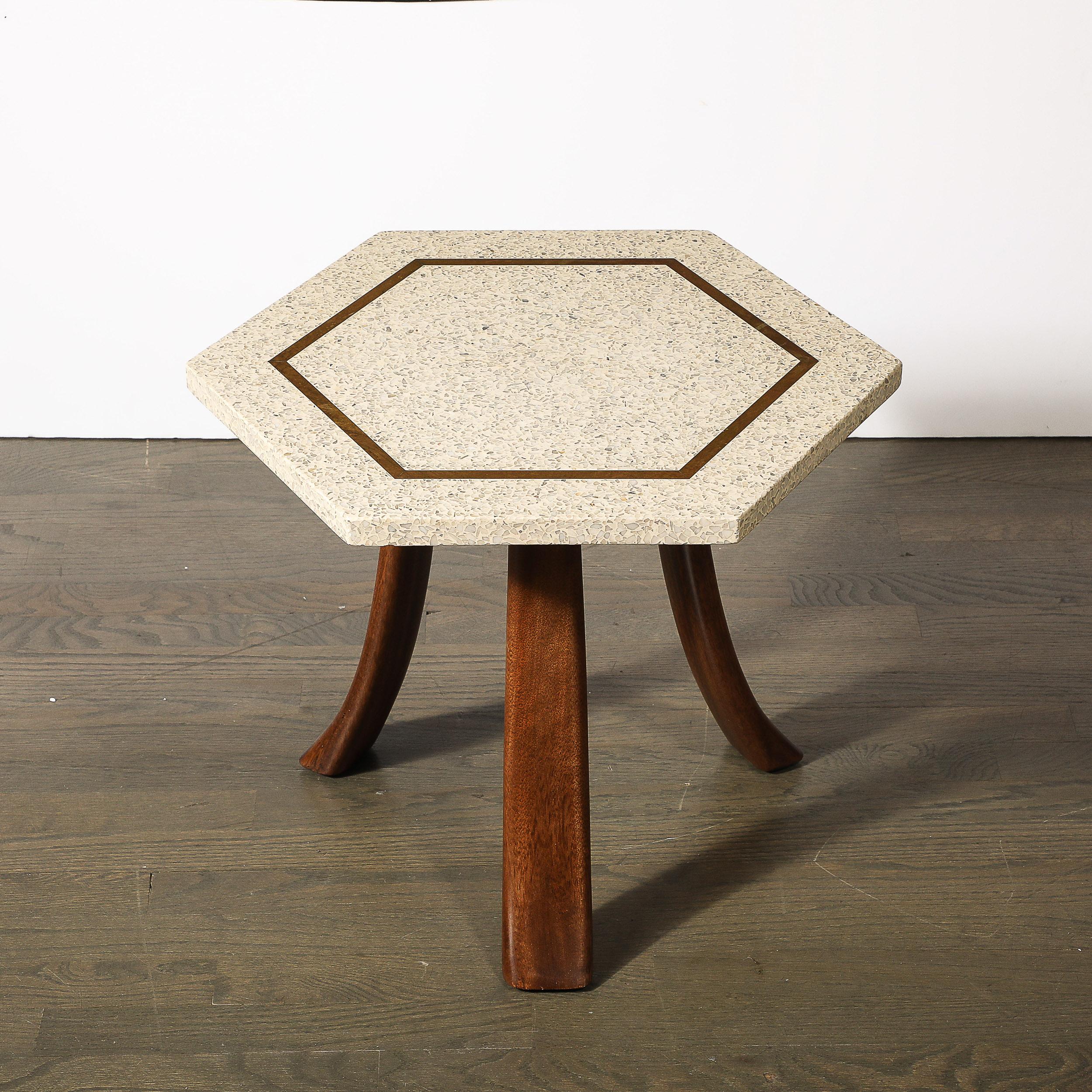 Ensemble de 3 tables d'appoint en terrazzo hexagonal de style moderniste du milieu du siècle par Harvey Probber en vente 5