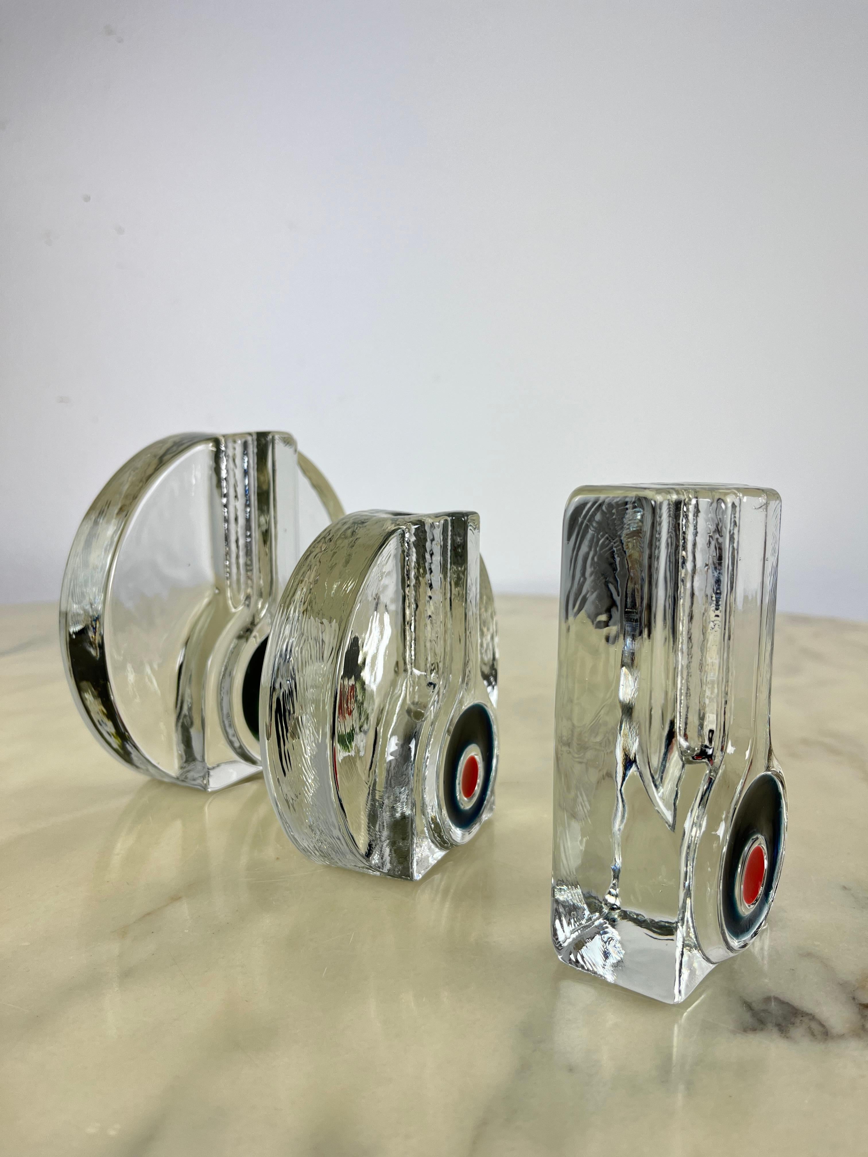 Set of 3 Mid-Century Murano Glass Single-Flower Vases 1960s For Sale 8