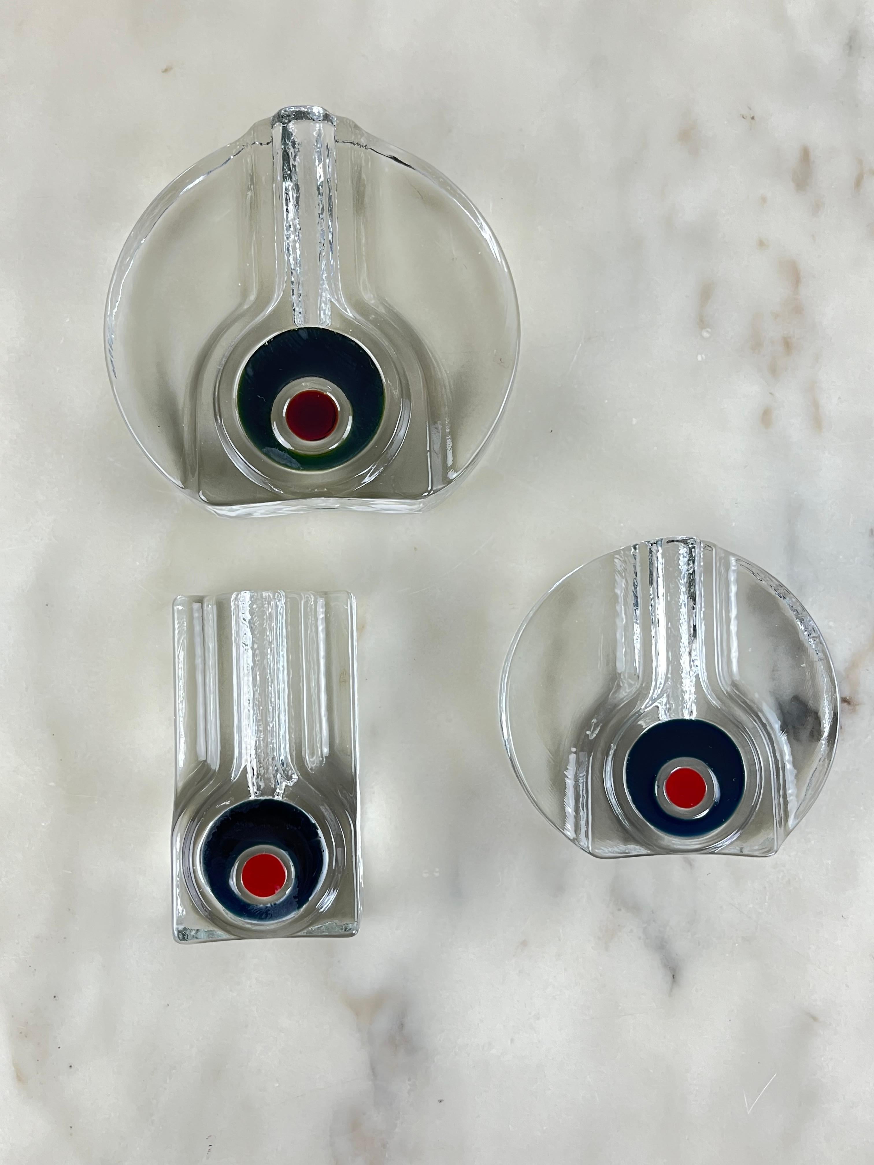 Mid-20th Century Set of 3 Mid-Century Murano Glass Single-Flower Vases 1960s For Sale