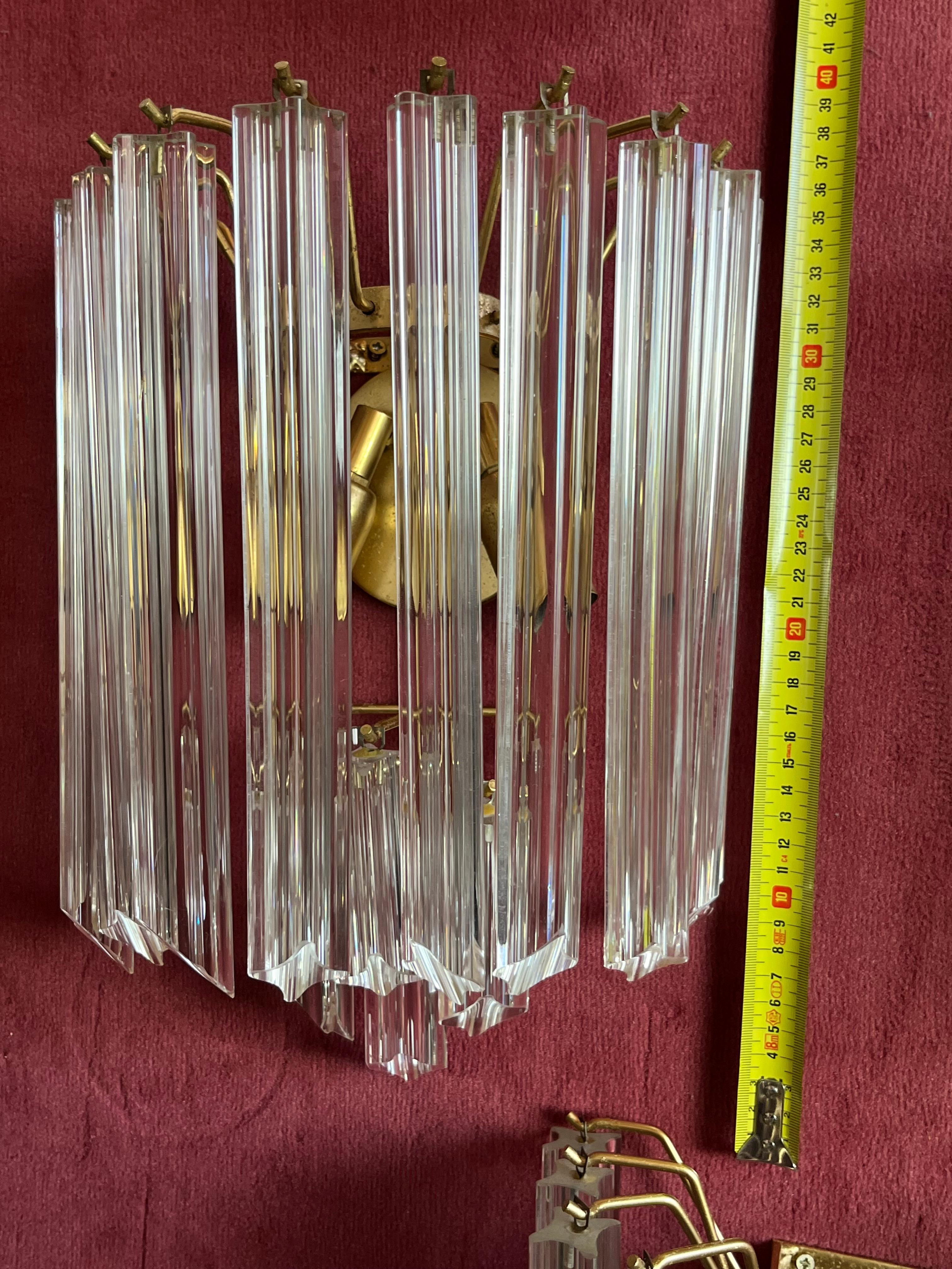 Set di 3 lampade da parete a trifoglio in vetro di Murano della metà del secolo scorso attribuite a Venini, anni '50 In condizioni buone in vendita a Palermo, IT