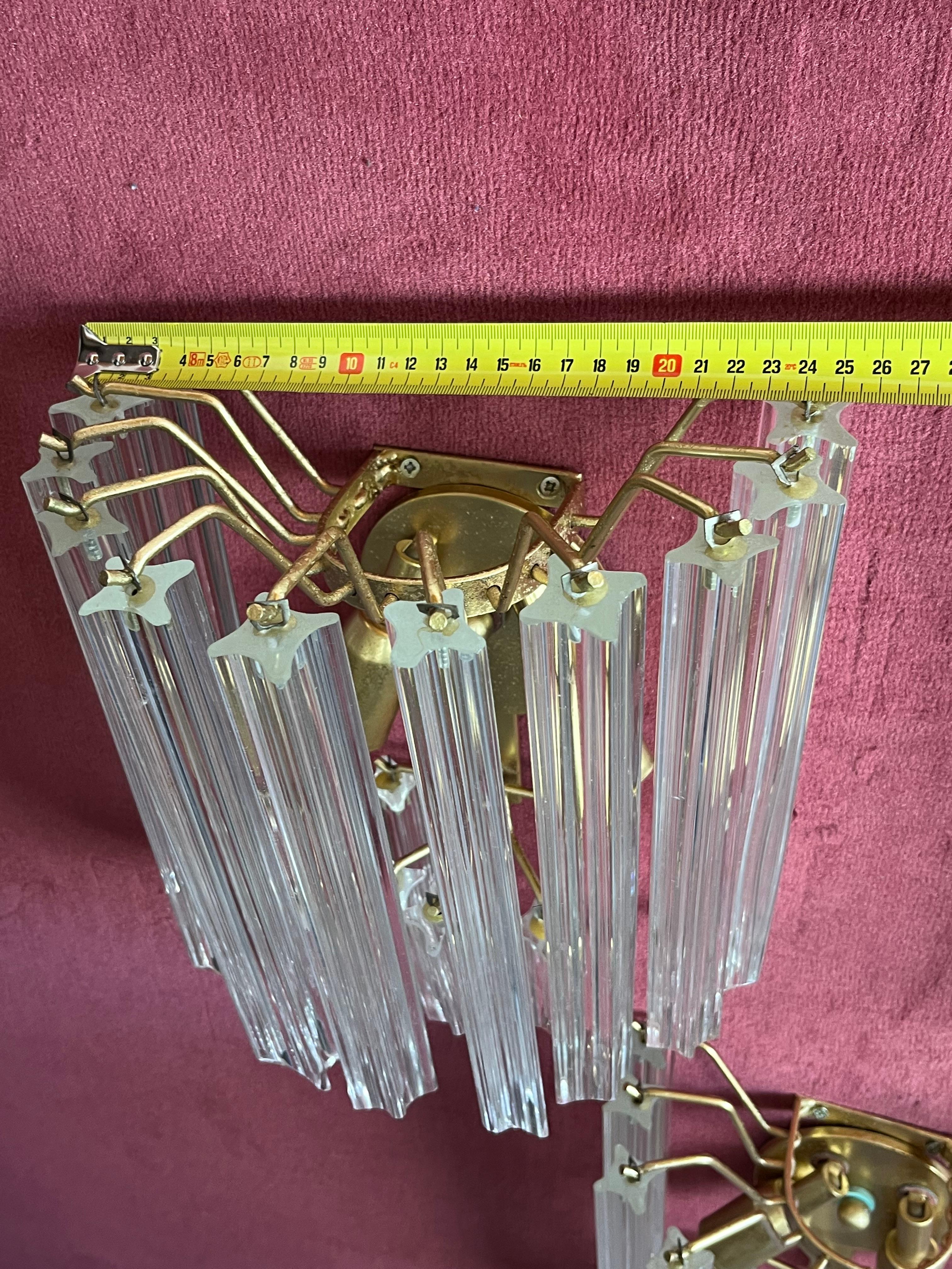 Metallo Set di 3 lampade da parete a trifoglio in vetro di Murano della metà del secolo scorso attribuite a Venini, anni '50 in vendita
