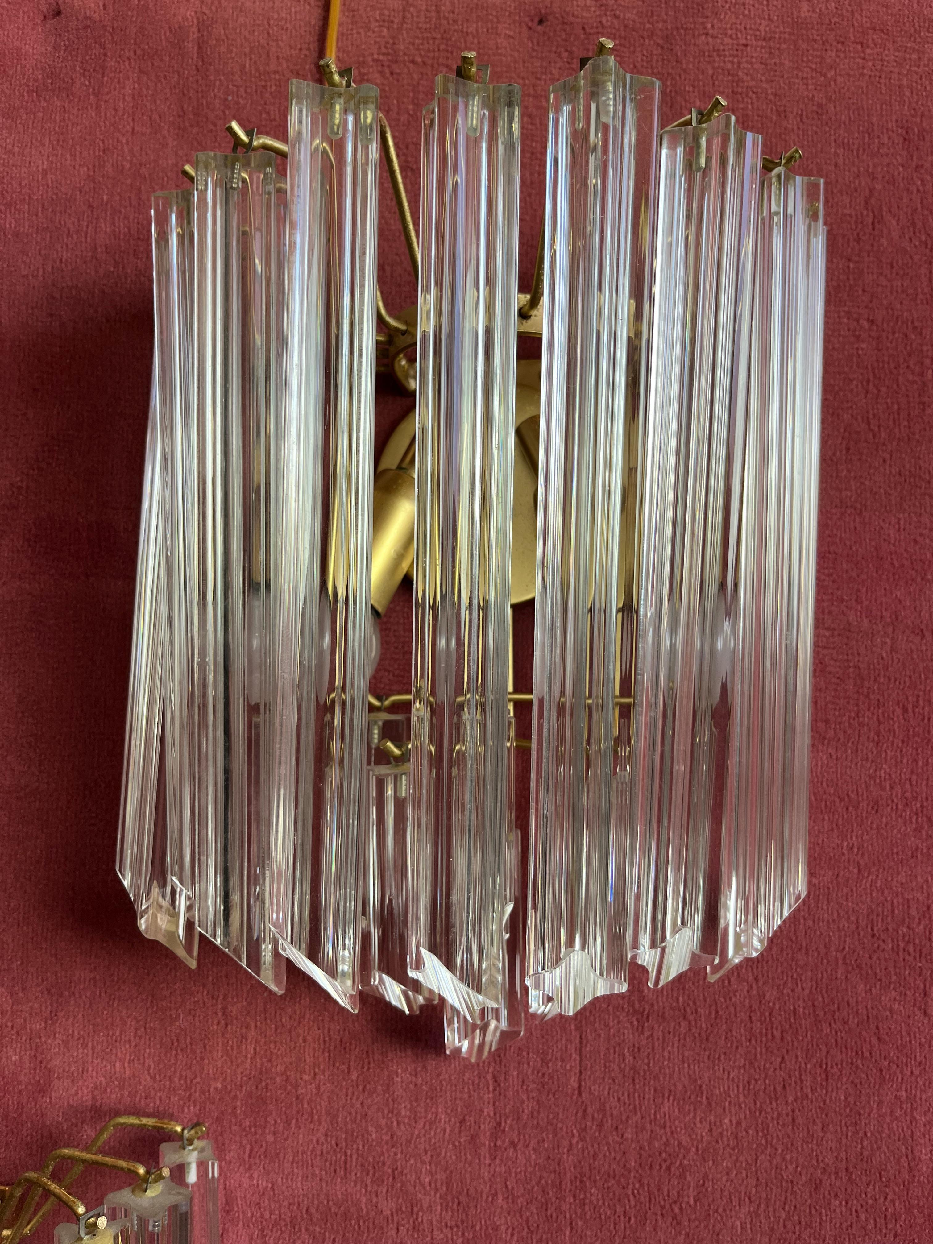 Set di 3 lampade da parete a trifoglio in vetro di Murano della metà del secolo scorso attribuite a Venini, anni '50 in vendita 1