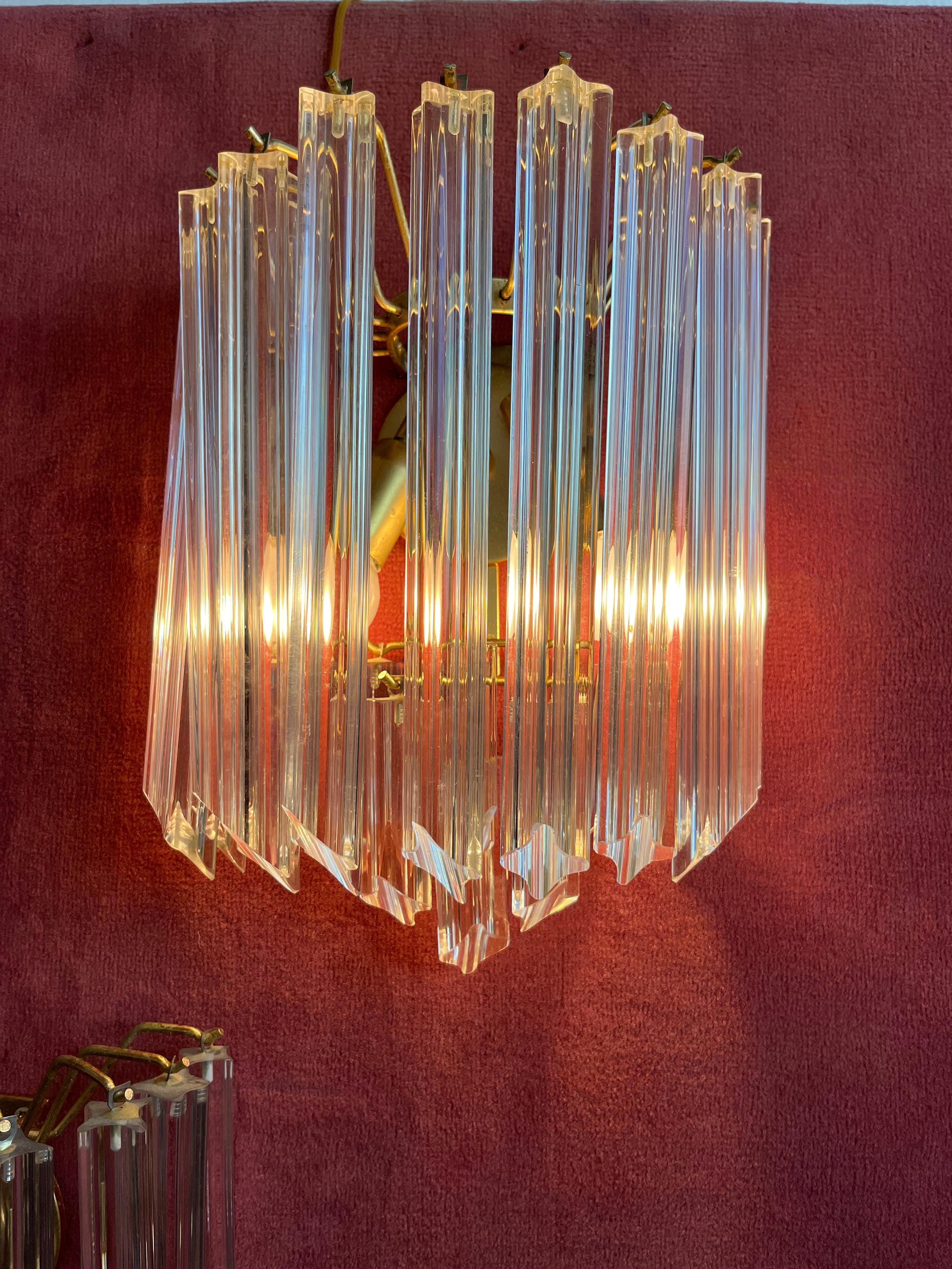 Set di 3 lampade da parete a trifoglio in vetro di Murano della metà del secolo scorso attribuite a Venini, anni '50 in vendita 2