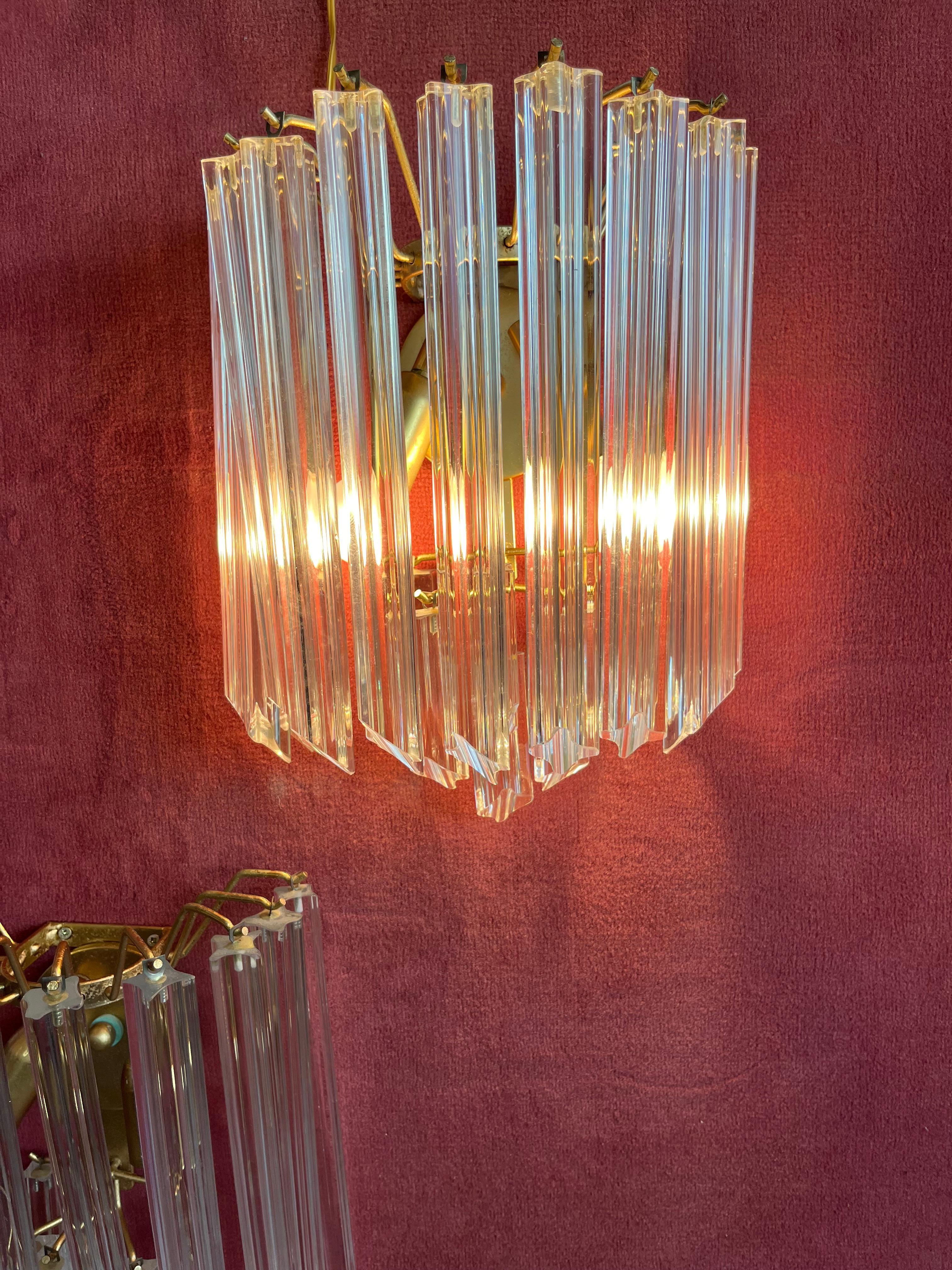 Set di 3 lampade da parete a trifoglio in vetro di Murano della metà del secolo scorso attribuite a Venini, anni '50 in vendita 3