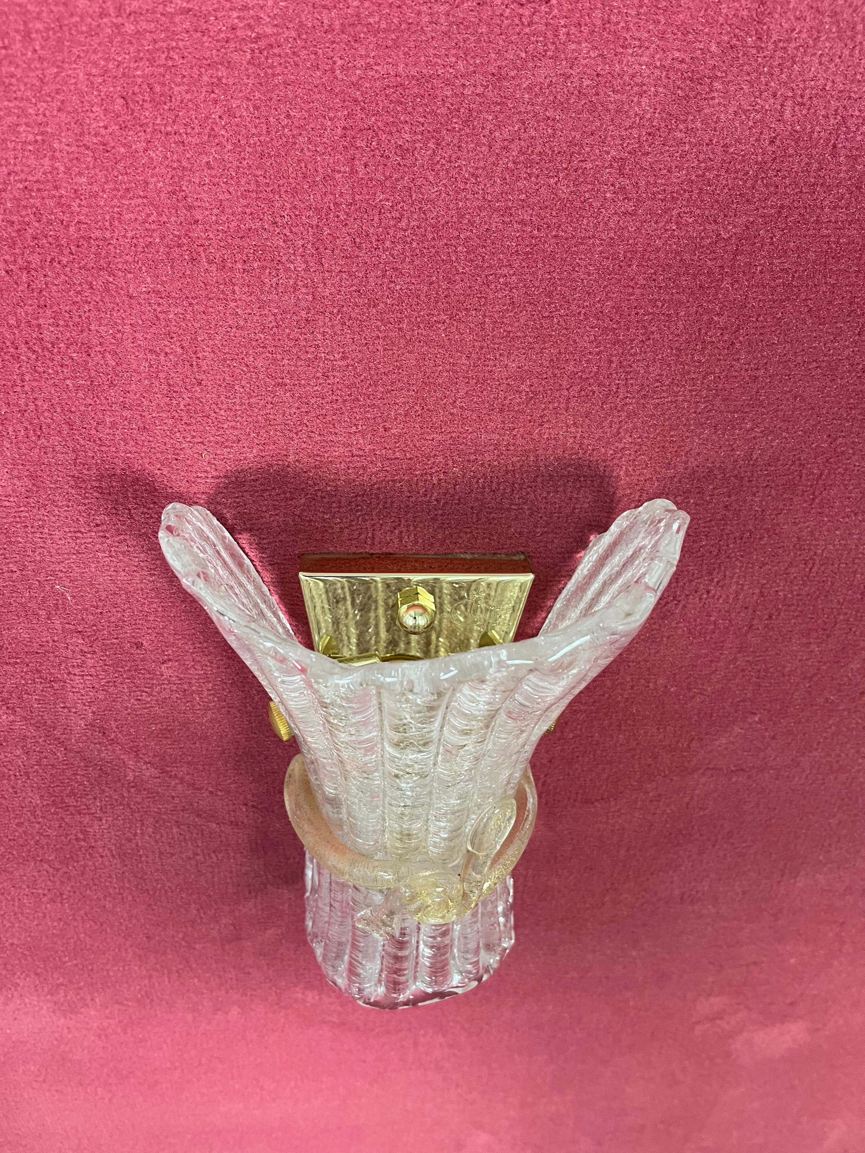 Set Of 3 Mid-Century Murano Glass Wall Lamps, 1960s For Sale 5