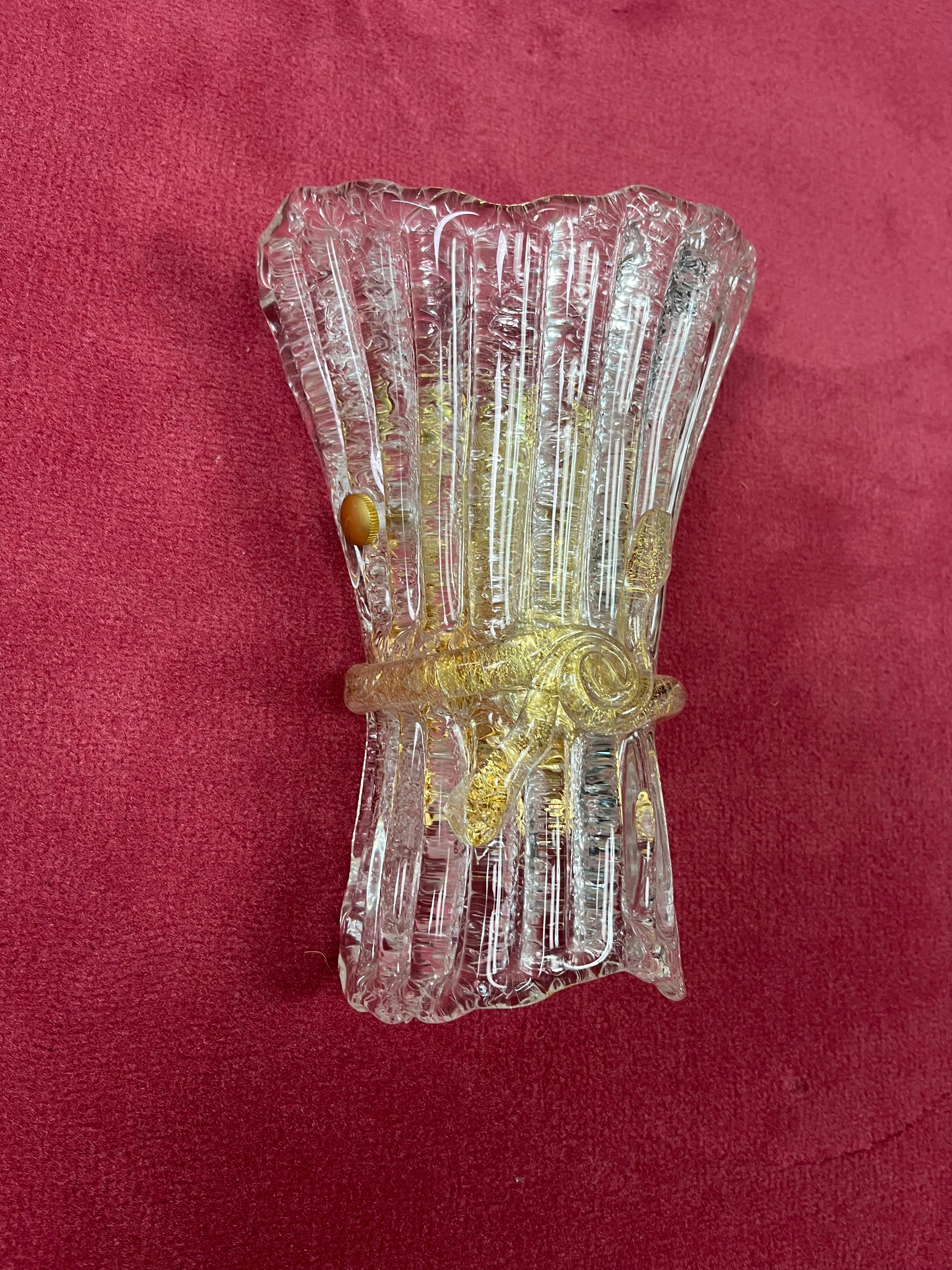 Set Of 3 Mid-Century Murano Glass Wall Lamps, 1960s For Sale 6
