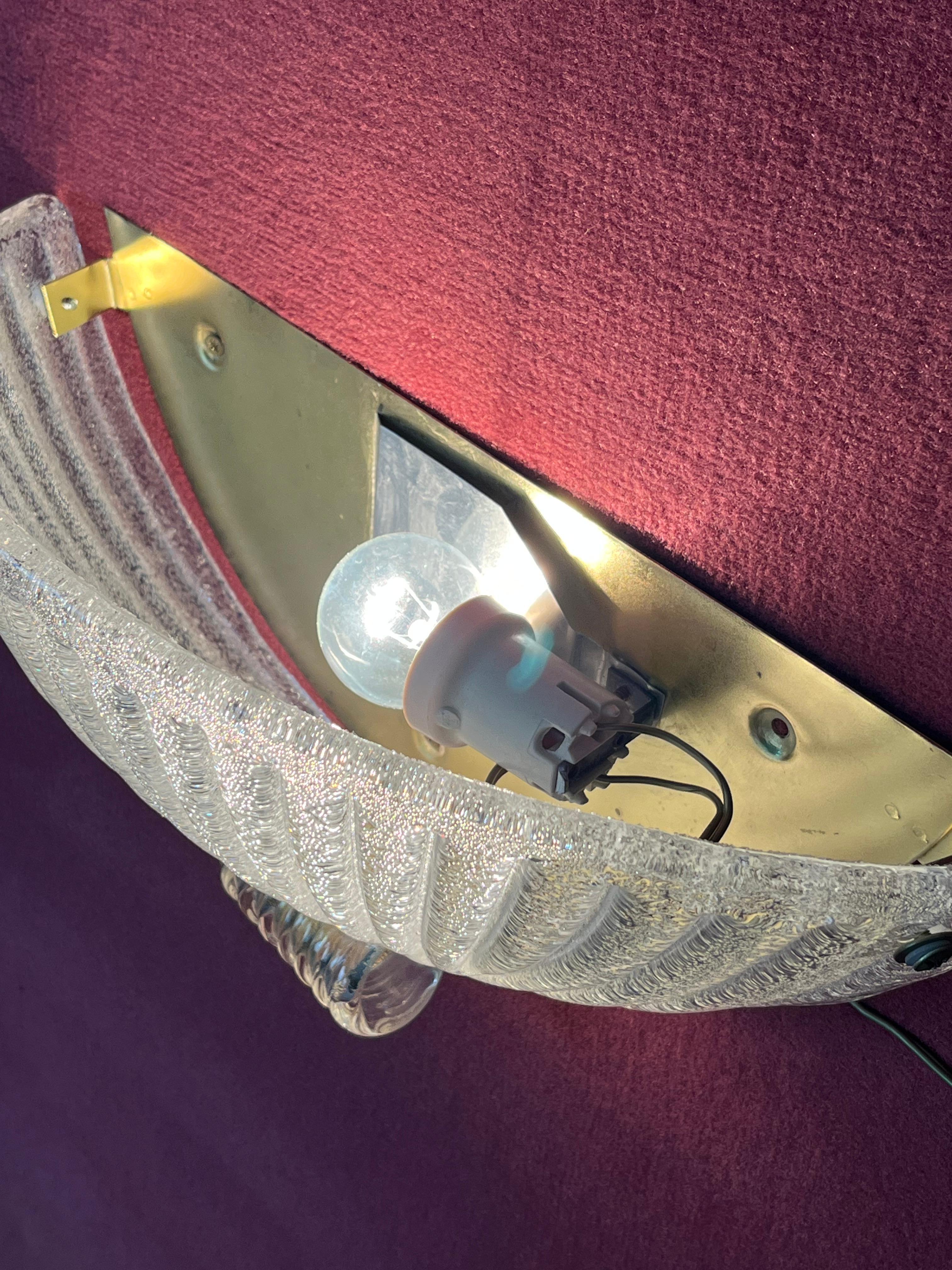 Juego de 3 lámparas de pared de cristal de Murano de mediados de siglo, años 60 en venta 6