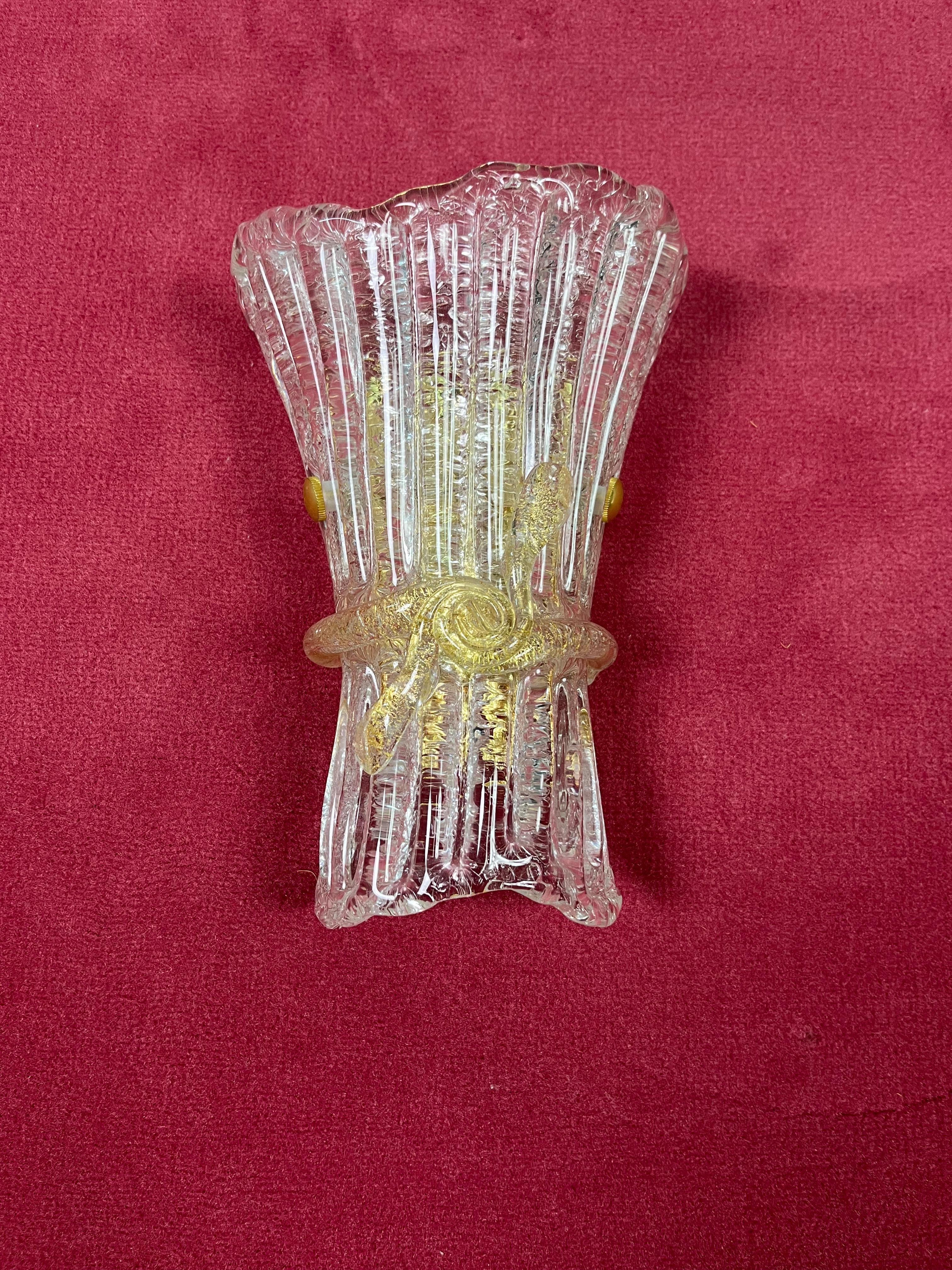 Set Of 3 Mid-Century Murano Glass Wall Lamps, 1960s For Sale 7