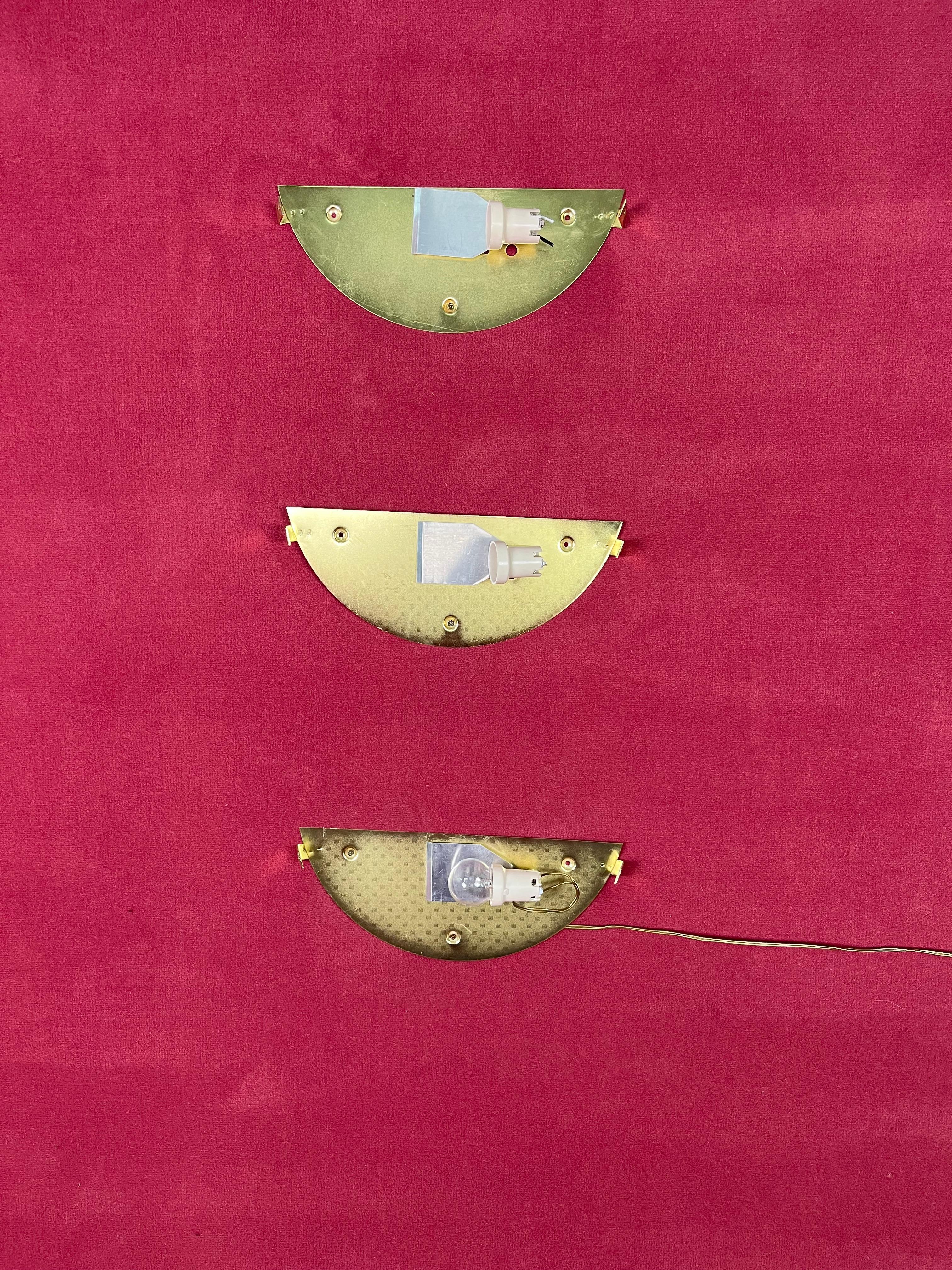 Juego de 3 lámparas de pared de cristal de Murano de mediados de siglo, años 60 en venta 12