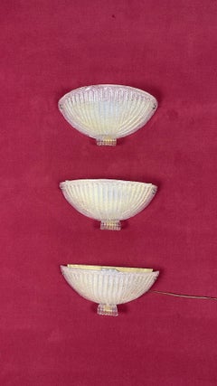 Set Of 3 Mid-Century Murano Glass Wall Lamps, 1960s