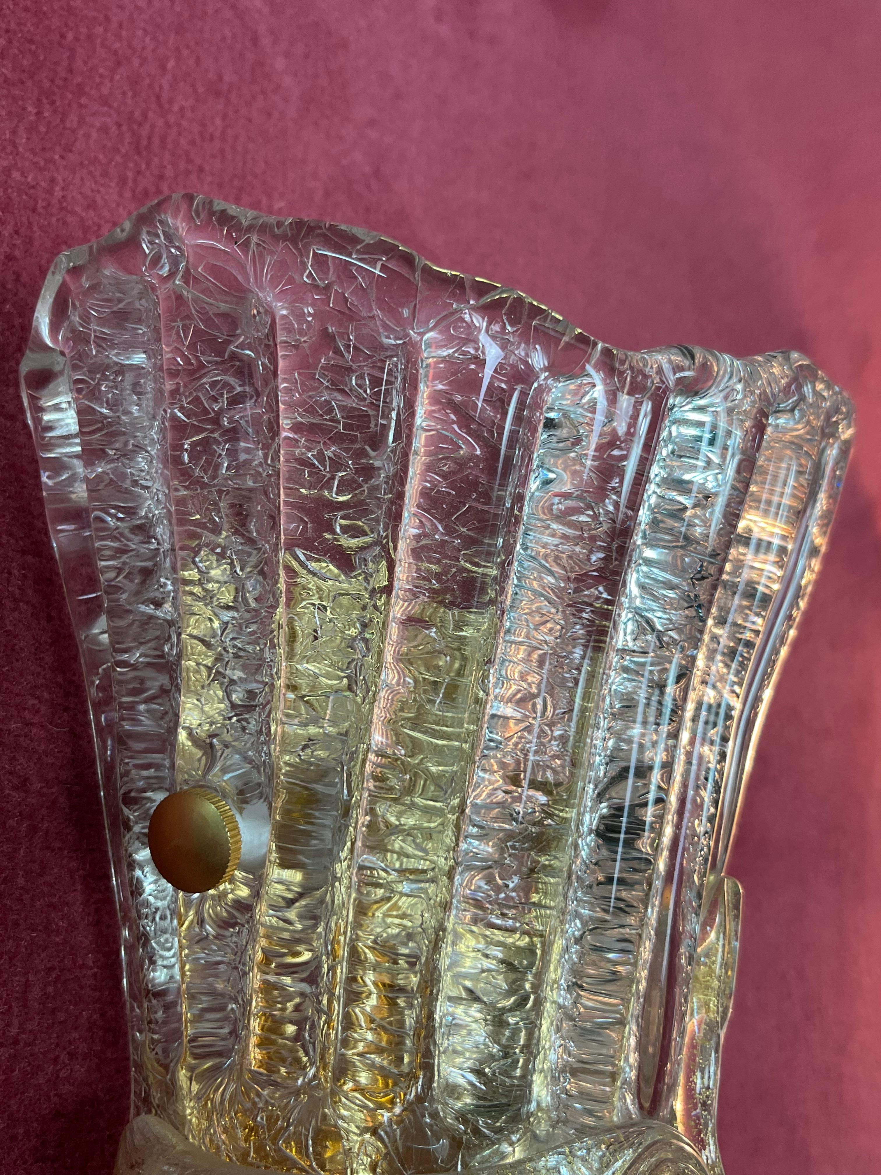 Mid-20th Century Set Of 3 Mid-Century Murano Glass Wall Lamps, 1960s For Sale