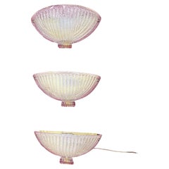 Set Of 3 Mid-Century Murano Glass Wall Lamps, 1960s