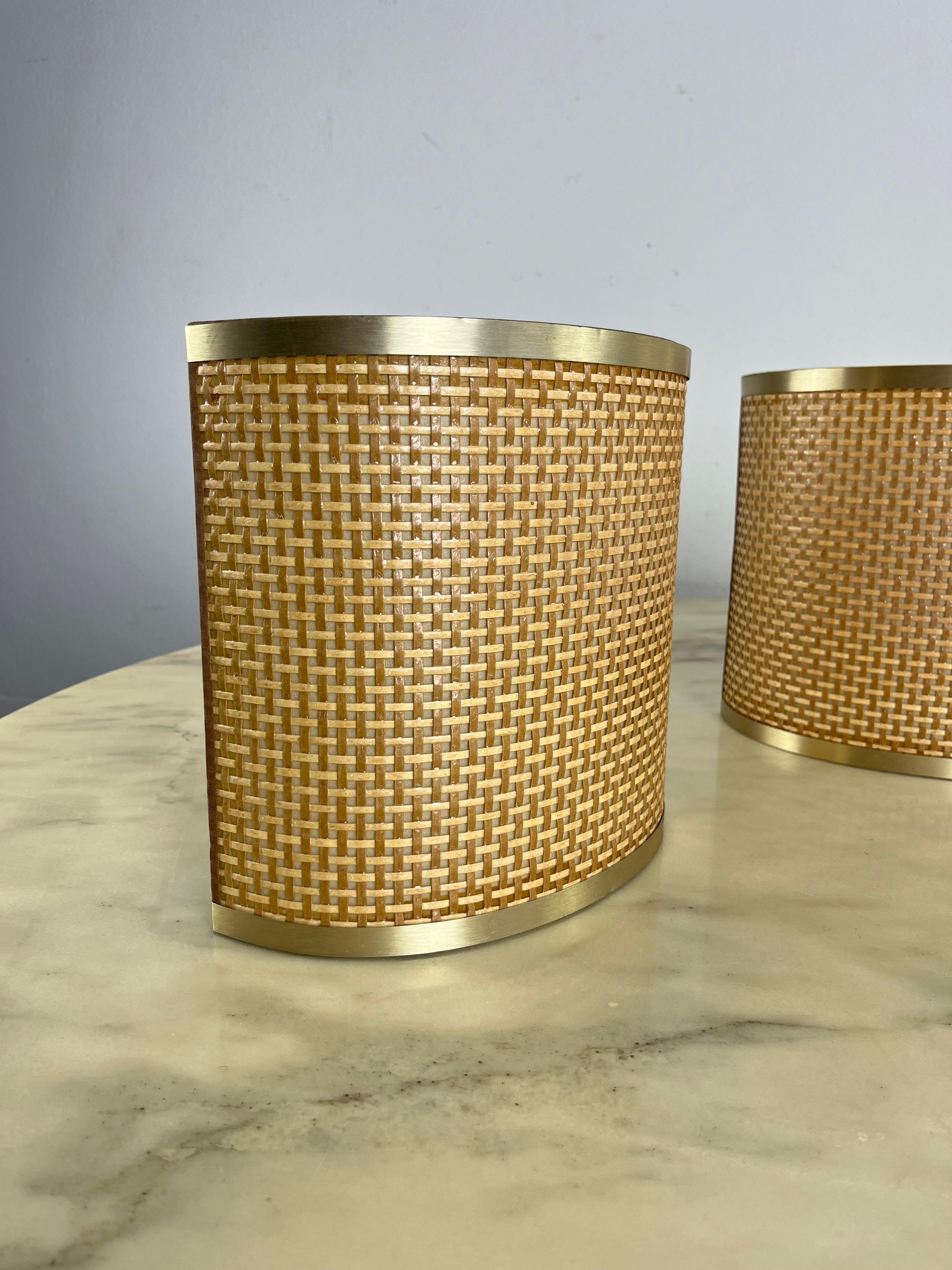 Set von 3 Rattan-Wandleuchten/Scheiben aus der Mitte des Jahrhunderts  1960s im Zustand „Gut“ im Angebot in Palermo, IT
