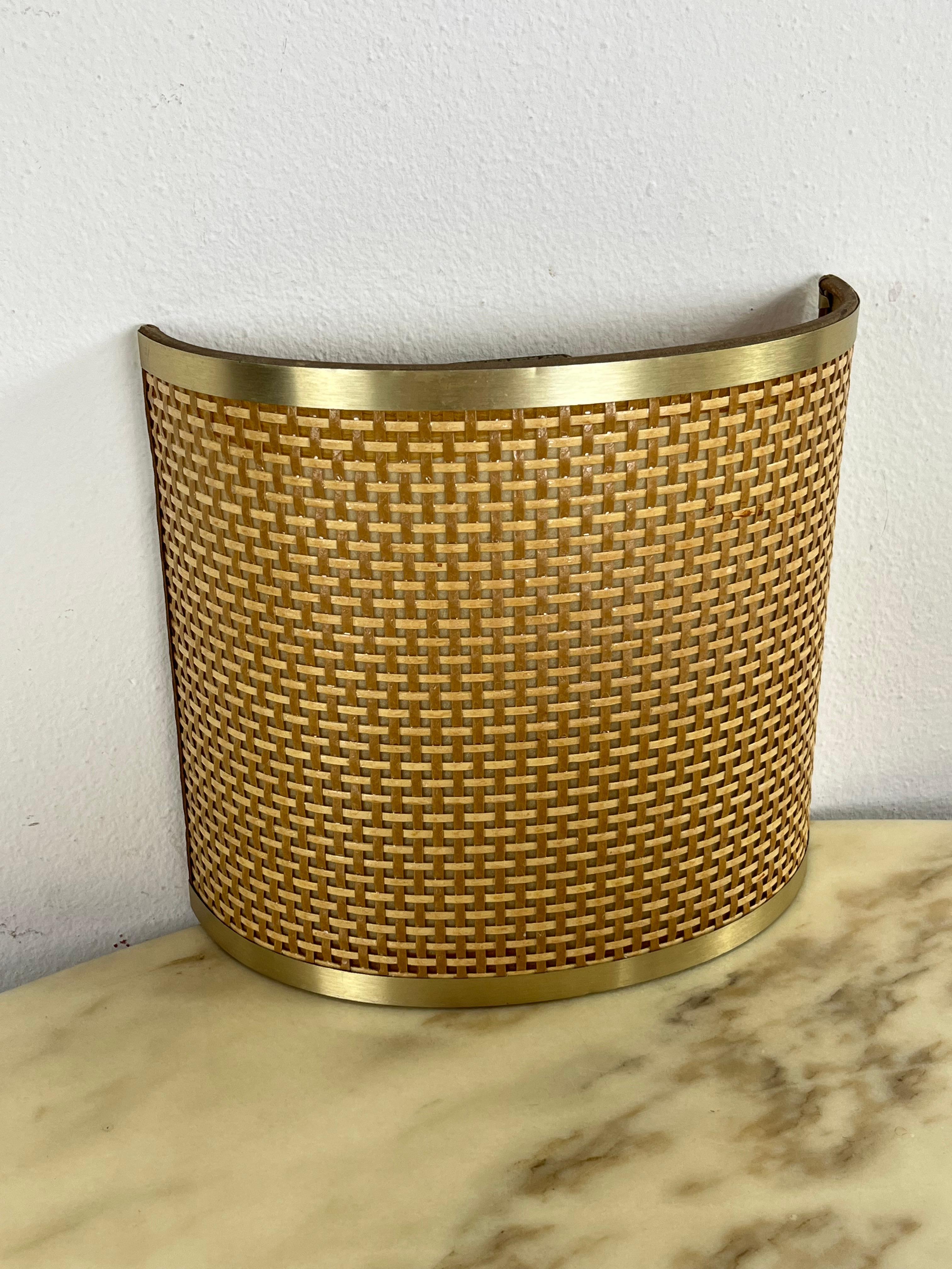 Set von 3 Rattan-Wandleuchten/Scheiben aus der Mitte des Jahrhunderts  1960s (Mitte des 20. Jahrhunderts) im Angebot
