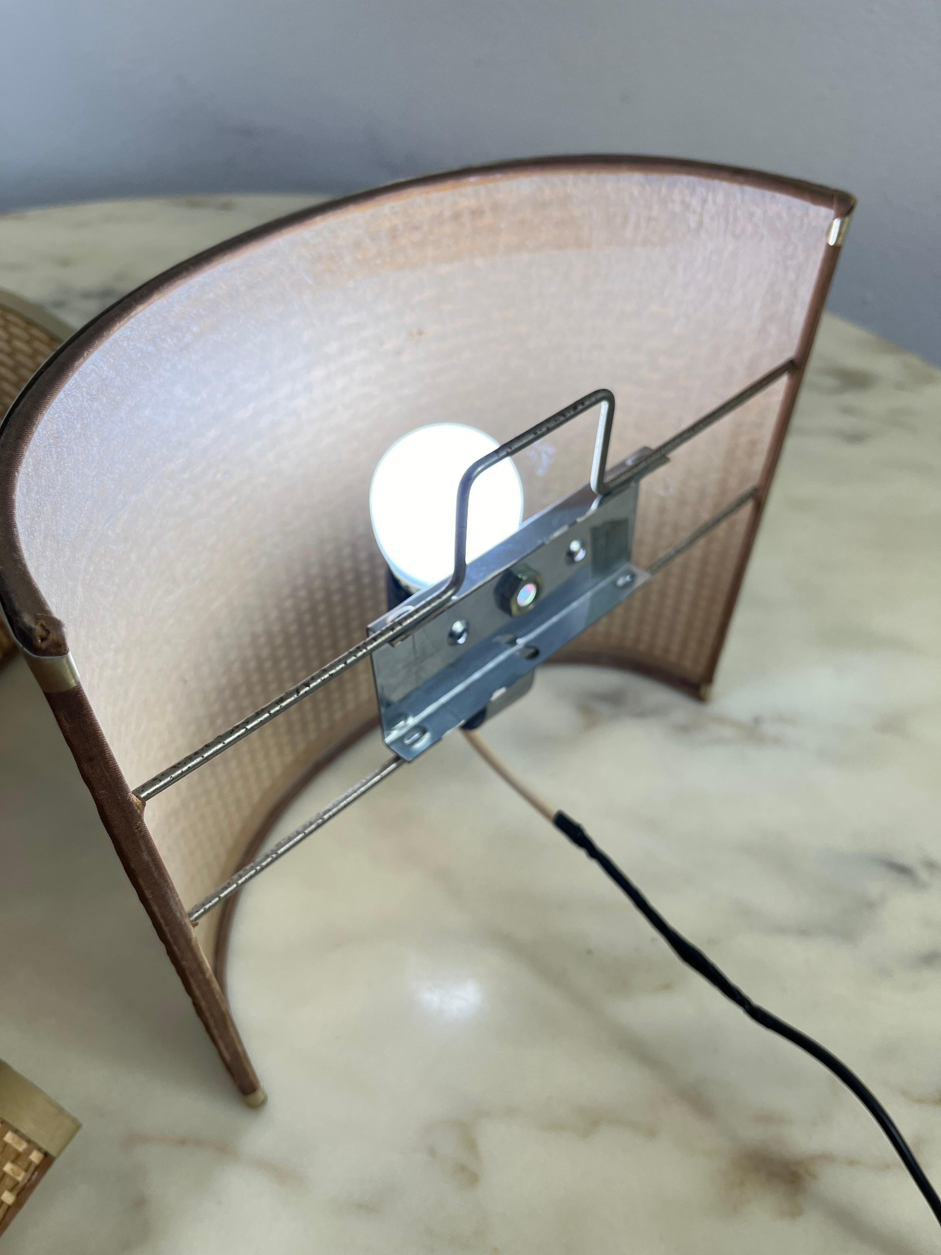 Set von 3 Rattan-Wandleuchten/Scheiben aus der Mitte des Jahrhunderts  1960s (Metall) im Angebot