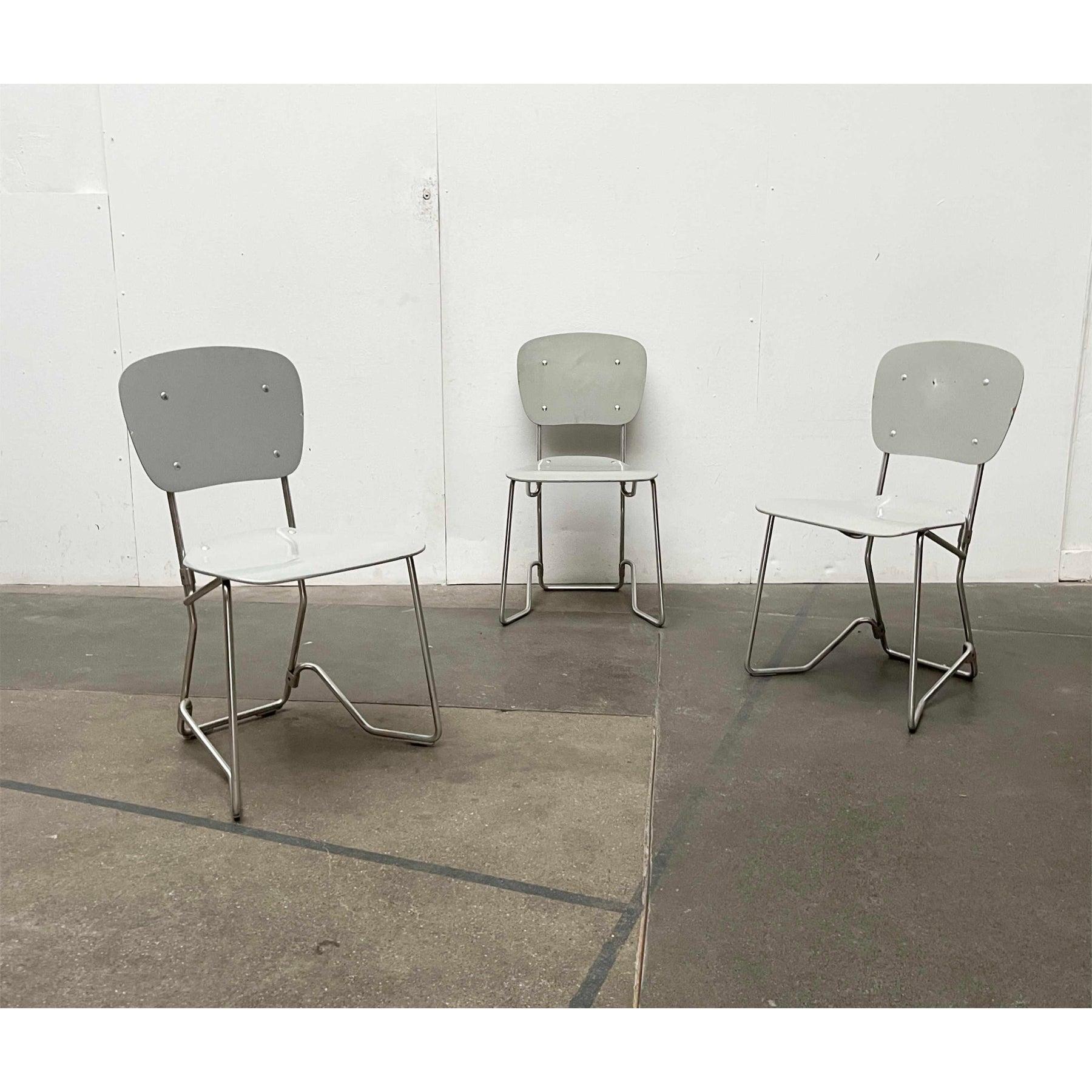 Juego de 3 sillas plegables apilables de la Era Espacial de mediados de siglo, Armin Wirth, Años 60 en venta 1