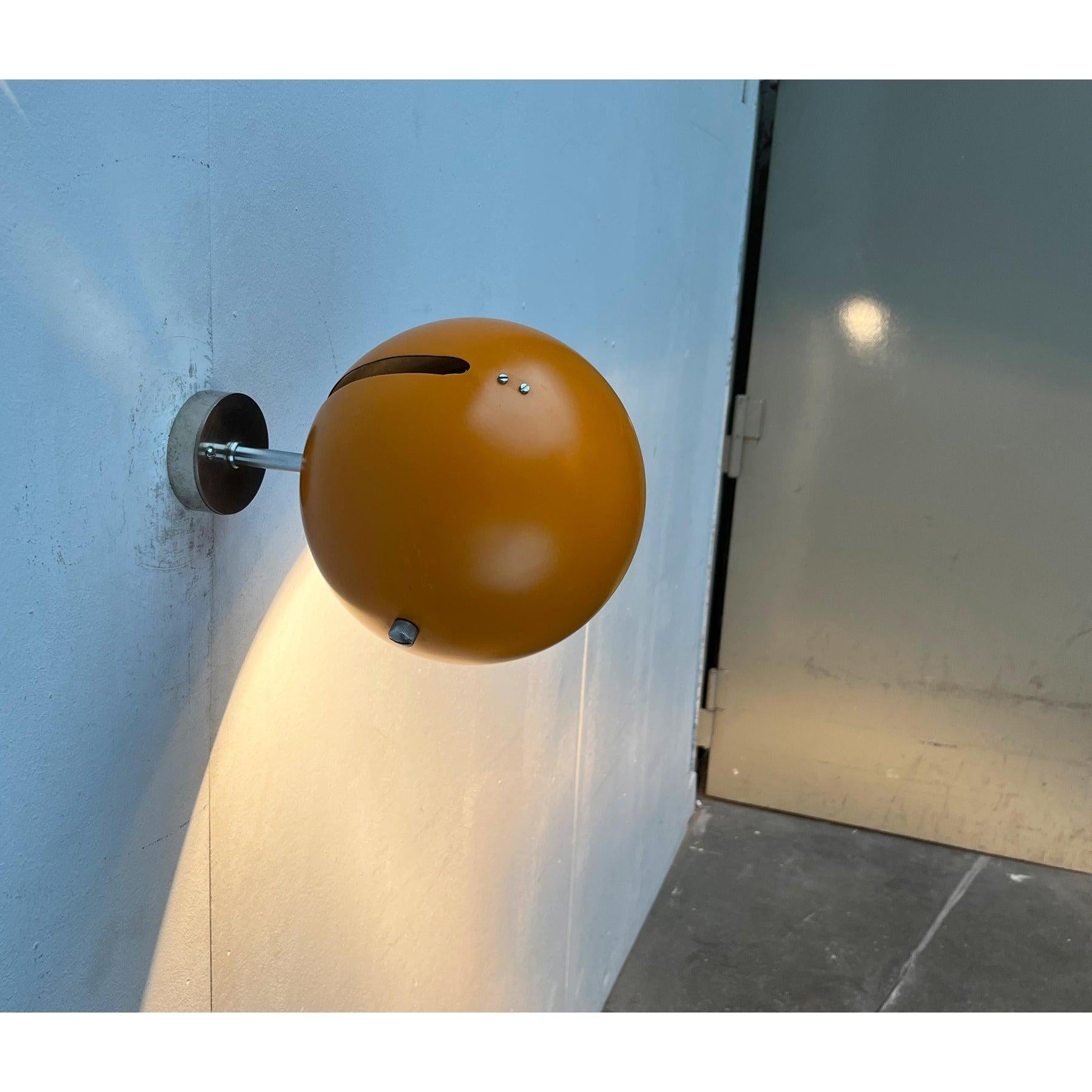 Set of 3 Mid-Century Space Age Yellow Ball Wall Lamps from Louis Poulsen, 1960s In Good Condition For Sale In Hamburg, DE
