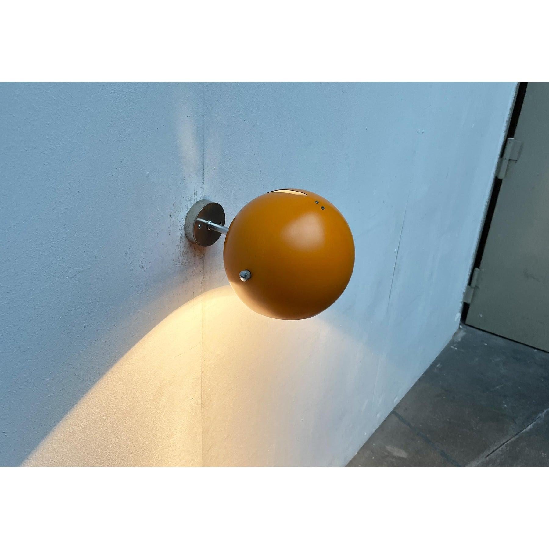 20th Century Set of 3 Mid-Century Space Age Yellow Ball Wall Lamps from Louis Poulsen, 1960s For Sale