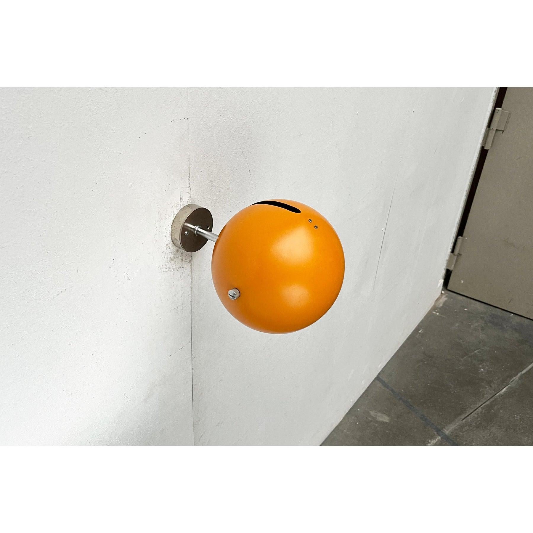 Metal Set of 3 Mid-Century Space Age Yellow Ball Wall Lamps from Louis Poulsen, 1960s For Sale