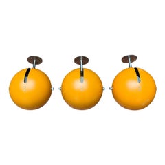 Set of 3 Mid-Century Space Age Yellow Ball Wall Lamps from Louis Poulsen, 1960s