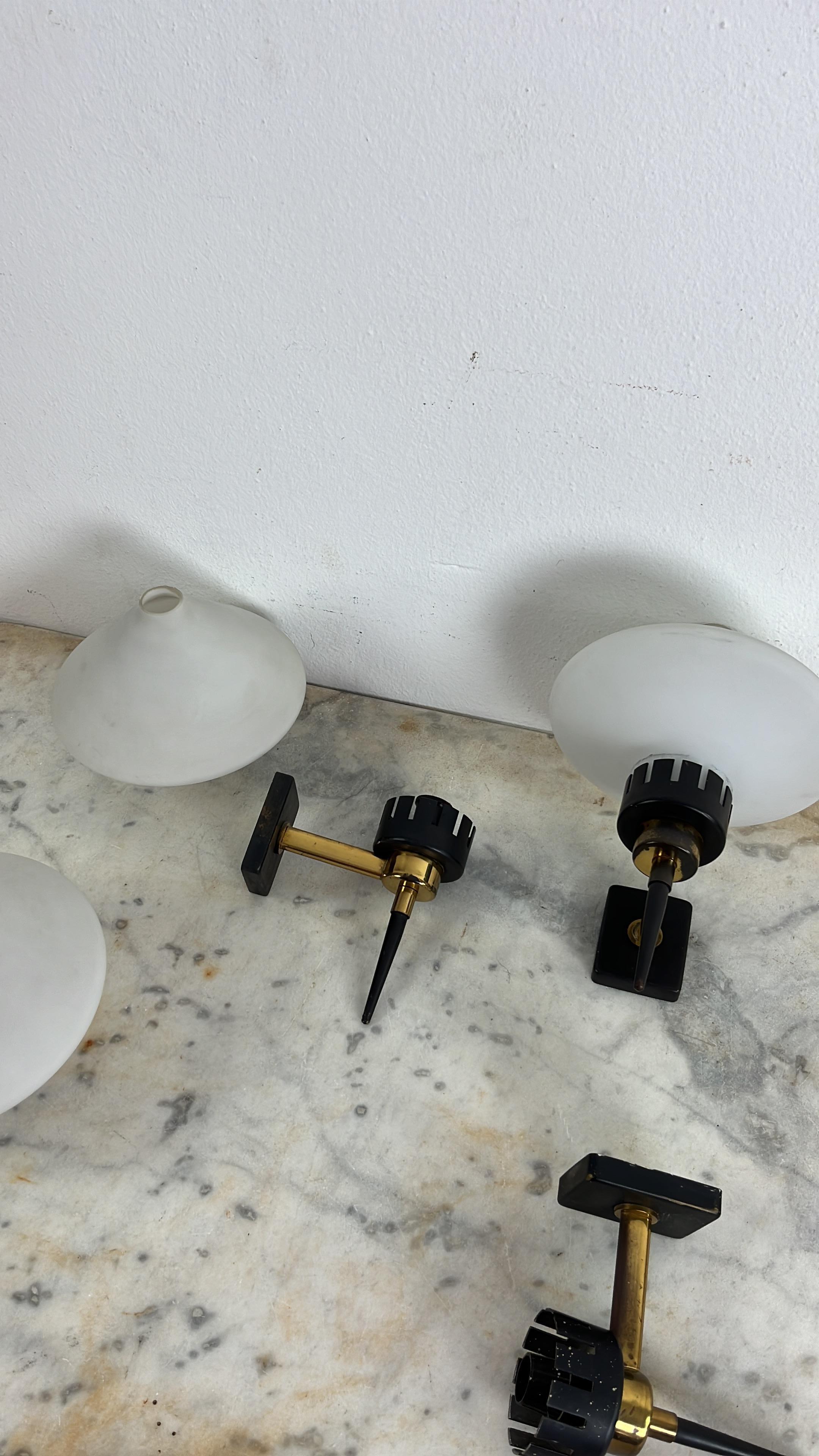 Mid-20th Century Set Of 3 Mid-Century Stilnovo Wall Lamps, 1950s For Sale