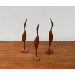 Set of 3 Mid-Century Teak Birds, 1960s