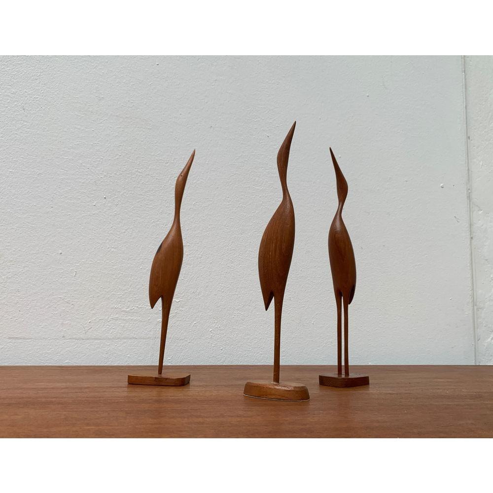 Set di 3 uccelli in teak di metà secolo, anni '60 in vendita 4