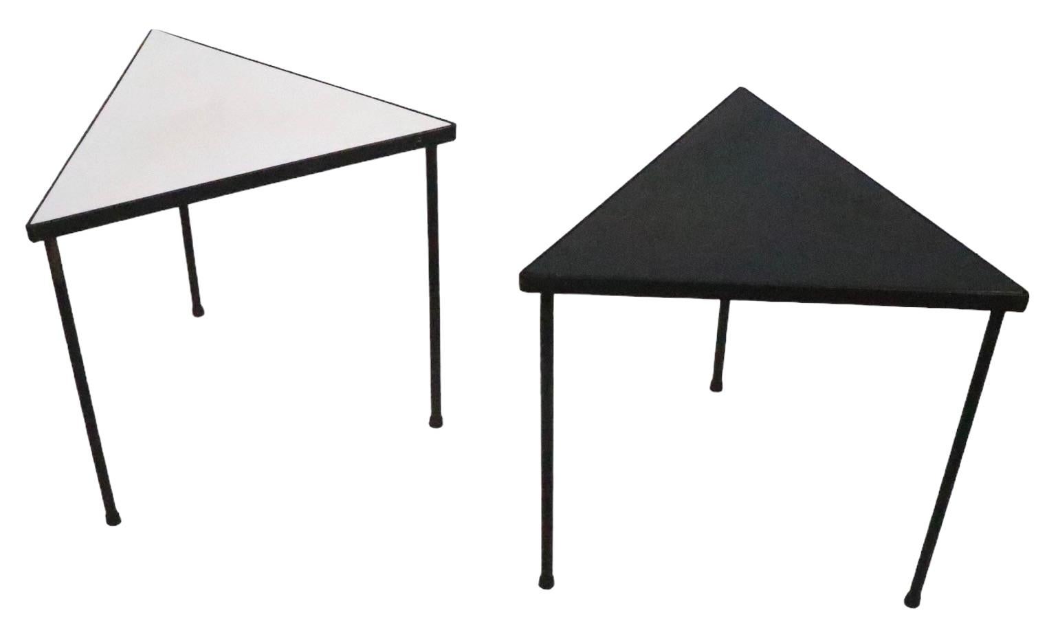  Set of 3 Mid Century Triangular  Stacking Tables by Frederic  Weinberg c 1950's For Sale 5