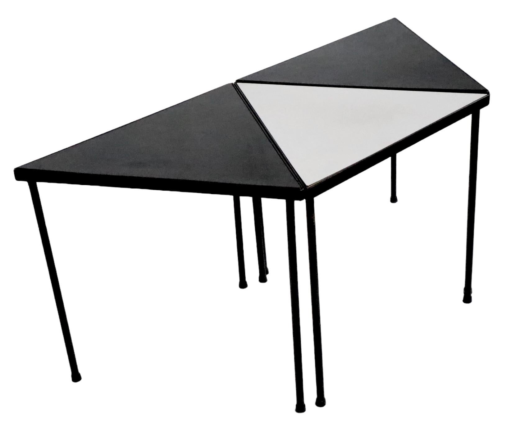  Set of 3 Mid Century Triangular  Stacking Tables by Frederic  Weinberg c 1950's For Sale 9