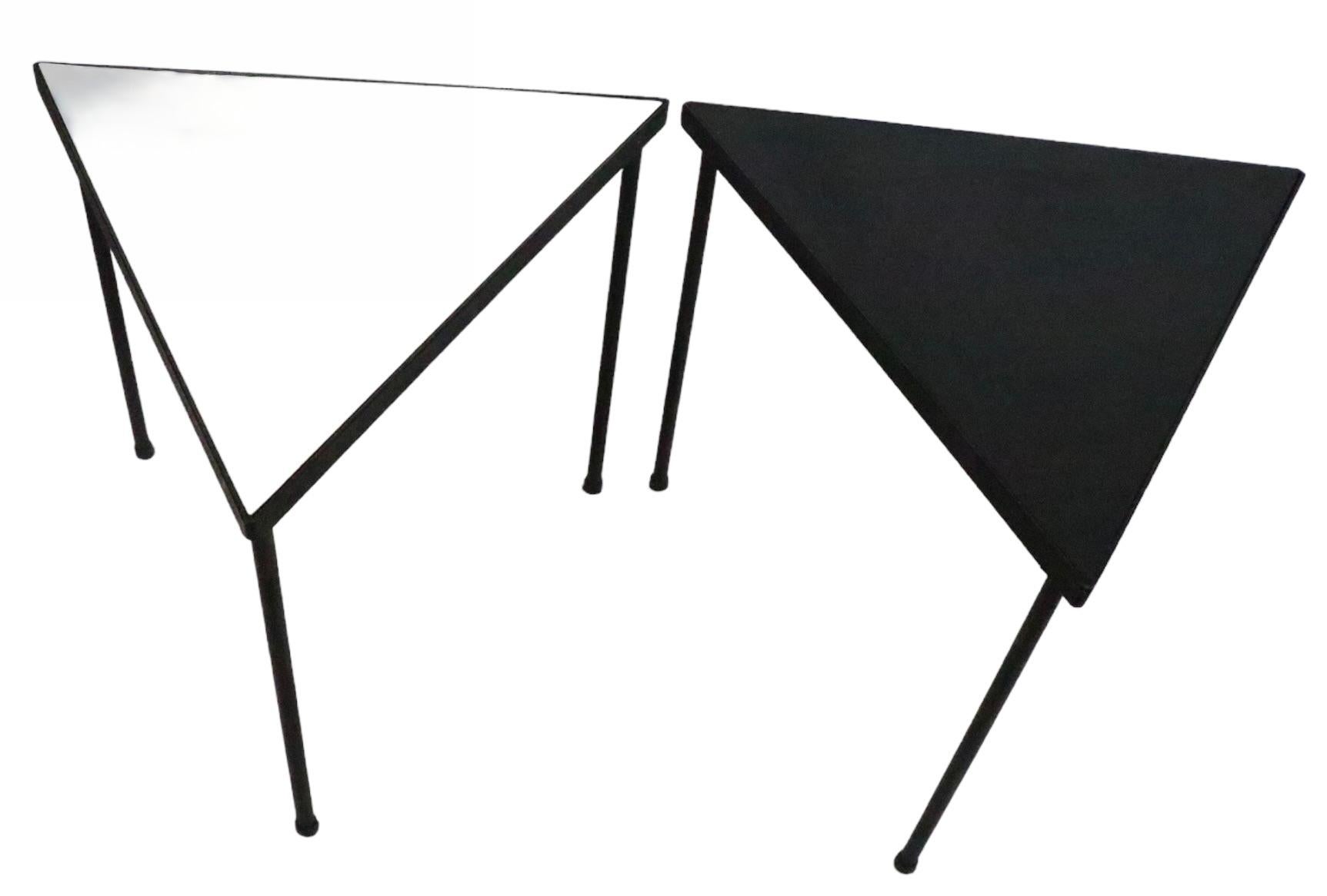  Set of 3 Mid Century Triangular  Stacking Tables by Frederic  Weinberg c 1950's In Good Condition For Sale In New York, NY